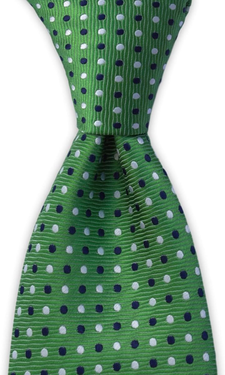 Green with Blue and White Silk Polka Dot Tie | The Edmonton Tie