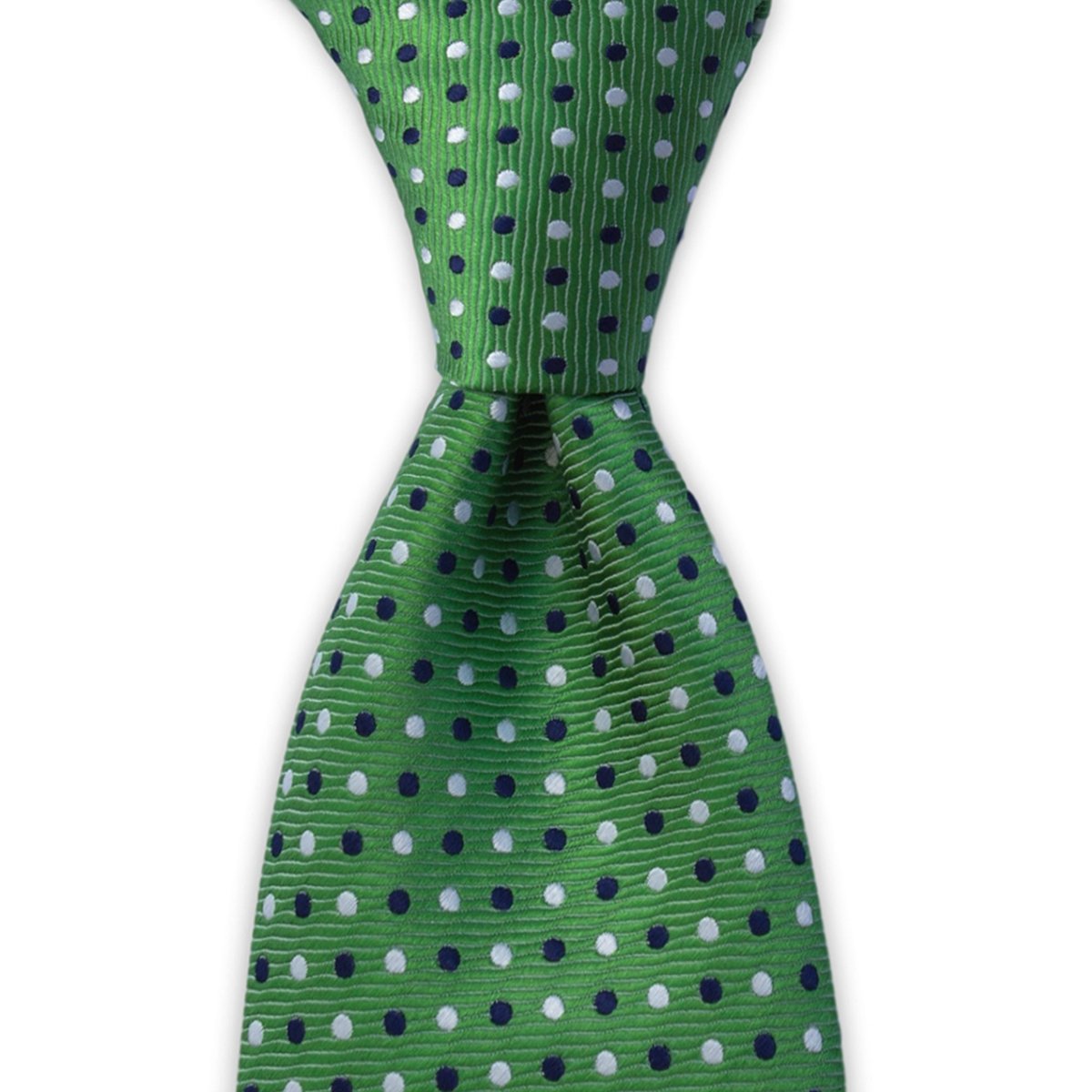 Green with Blue and White Silk Polka Dot Tie | The Edmonton Tie
