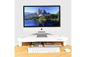 Kuaiyu Upgraded Triangle Monitor Stand Riser, Dual Layer Wooden Monitor Stand