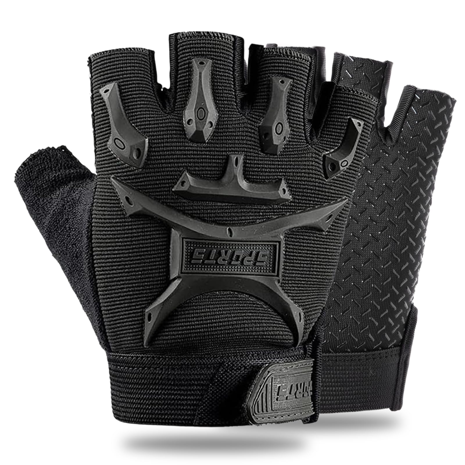 Guantes de Ciclismo de Medio Dedo para Niños, Guantes Deportivos Antideslizantes, Negro, Talla Única