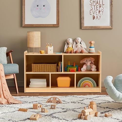 Miniatura 2 de OOOK Montessori Shelf 5-Section Wooden Storage Cabinet, 2-Shelf Toy Organizers and Storage, Kids Classroom Organizer, Playroom, Daycare and Preschool