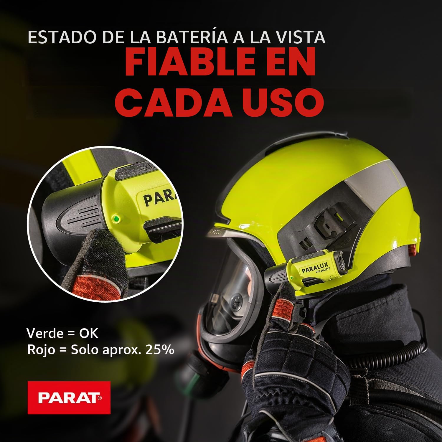 Parat Sicherheitsleuchte (MAX. Leuchtweite 120m, Taschenlampe, bis 8h bei Volllast) Luz de Seguridad PARALUX PX1 Shorty (máx. Alcance de 120 m, Linterna LED, hasta 8 h con Carga Completa, Amarillo
