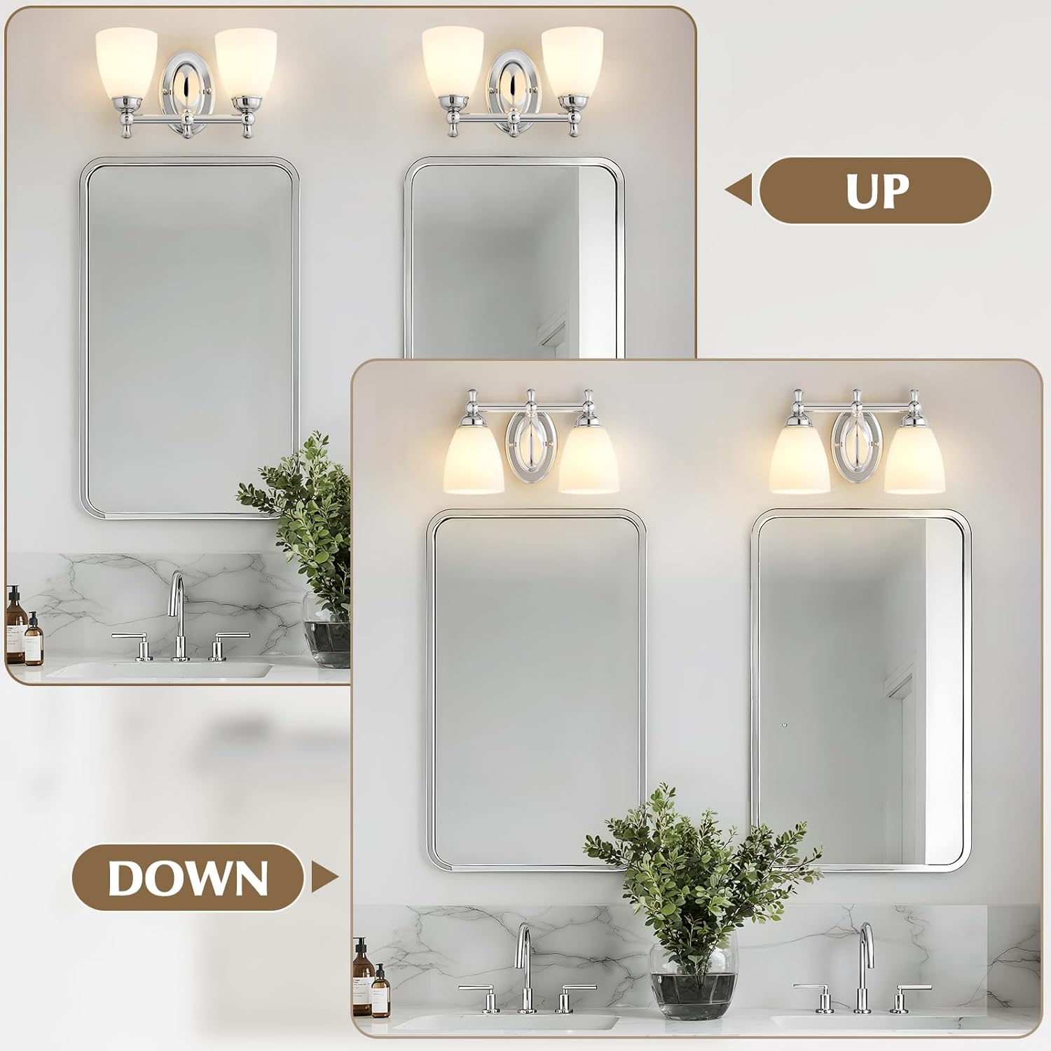 Bathroom Vanity Lights Over Mirror, 2 Light Bath Vanity Light Modern Chrome Bathroom Lighting Vanity Light Vintage Style for Living Room Cabinet Bedroom Restroom