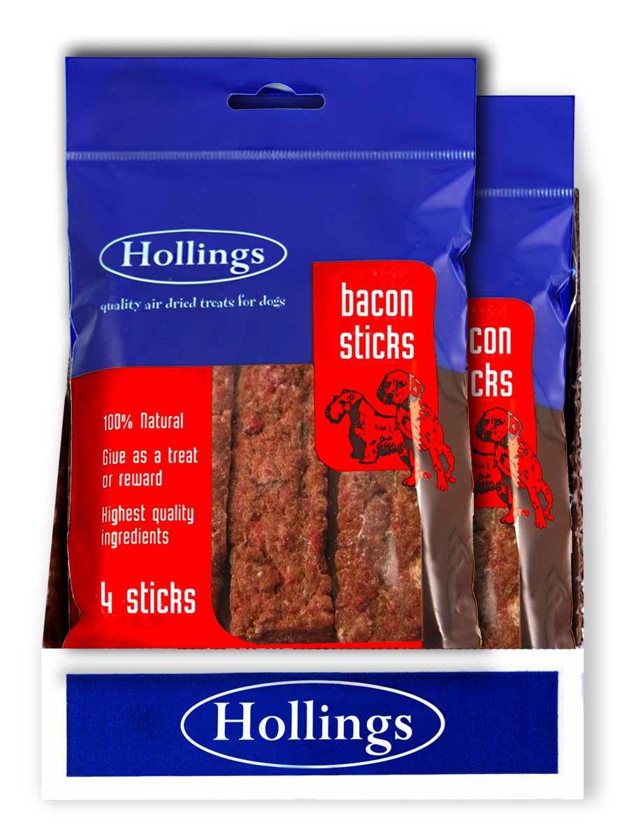 Dog Treats Chews Bites Bones Hollings Pet Treats Bacon Sticks Pack of 4 Bones