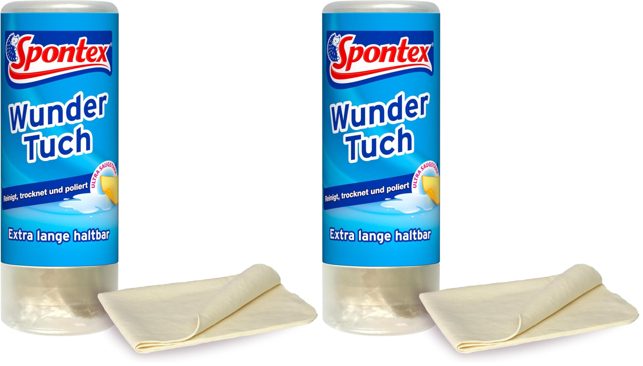 Spontex Wundertuch, hohe Wasser- und Schmutzaufnahme, ideal für Autolack, Glas und Kacheln, reinigt Streifen- und fusselfrei, 2er Pack
