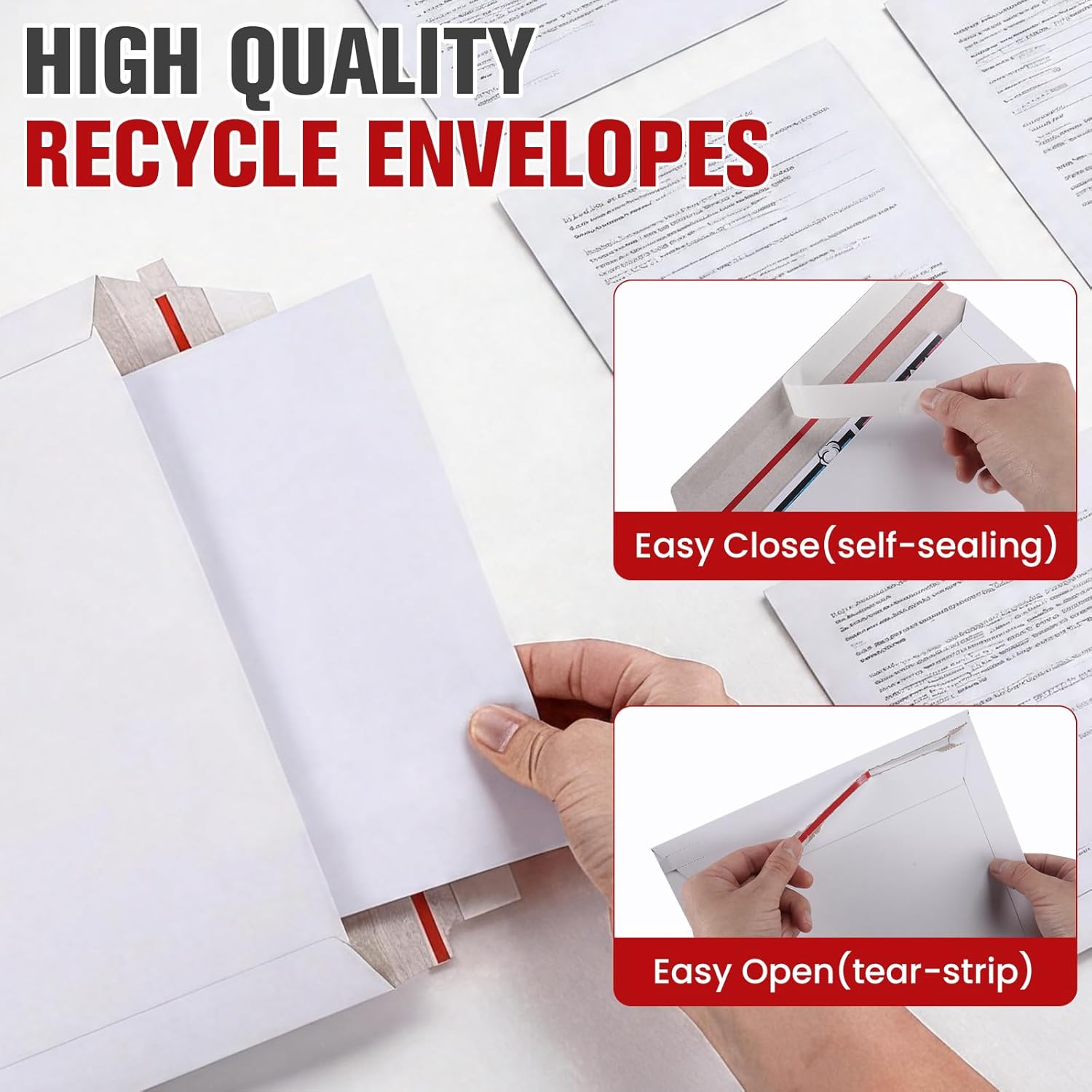 200 pack 9X12 inch Self Seal Photo Document Mailers Stay Flat White Cardboard Envelopes White Photography Mailersfor CD, Photos, Document.