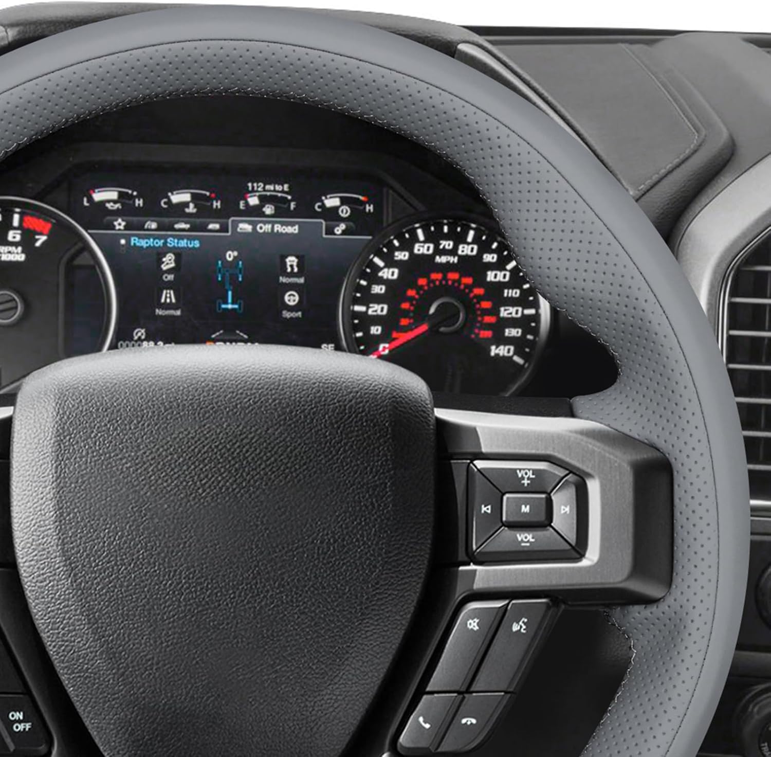 MEWANT DIY Stitched Car Steering Wheel Cover Wrap for Ford F150 F-150 2015-2019 Steering Wheel Accessories for Ford F150 F-150