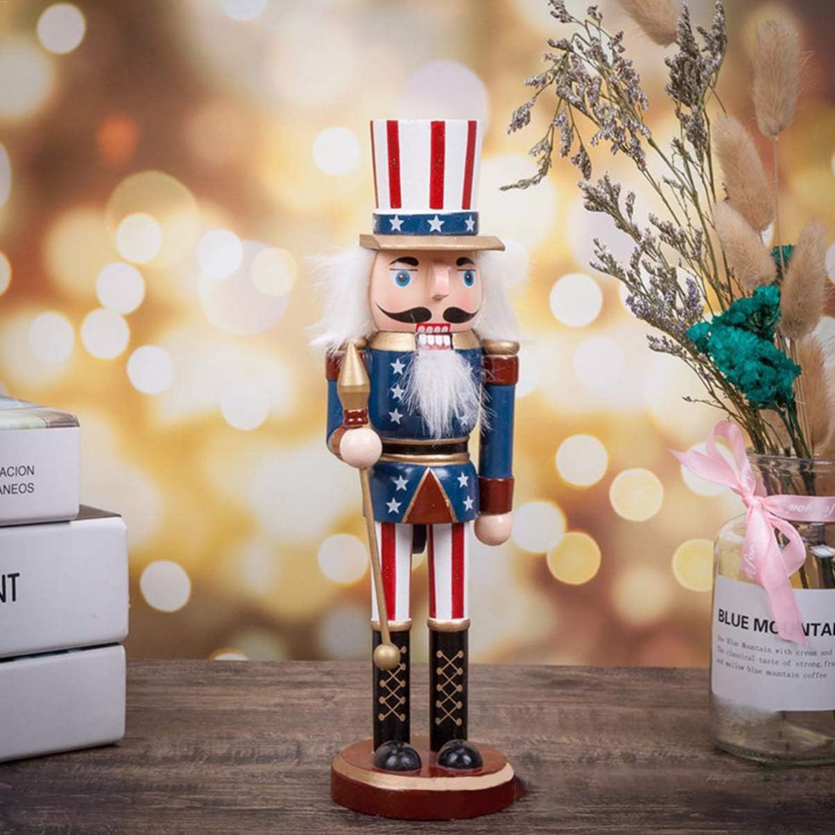 Nutcracker Puppet Wooden Christmas Nutcracker Figures American Cane Christmas Wooden Decorations Ornaments Puppet Toy