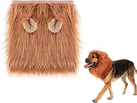 Dog Wig - Brown Lion Mane Dog Lion Mane Costume Adjustable Pet Wig with Ears Funny Funny Dog Costume Cute Costumes for Dogs Halloween Festival Party Outfit