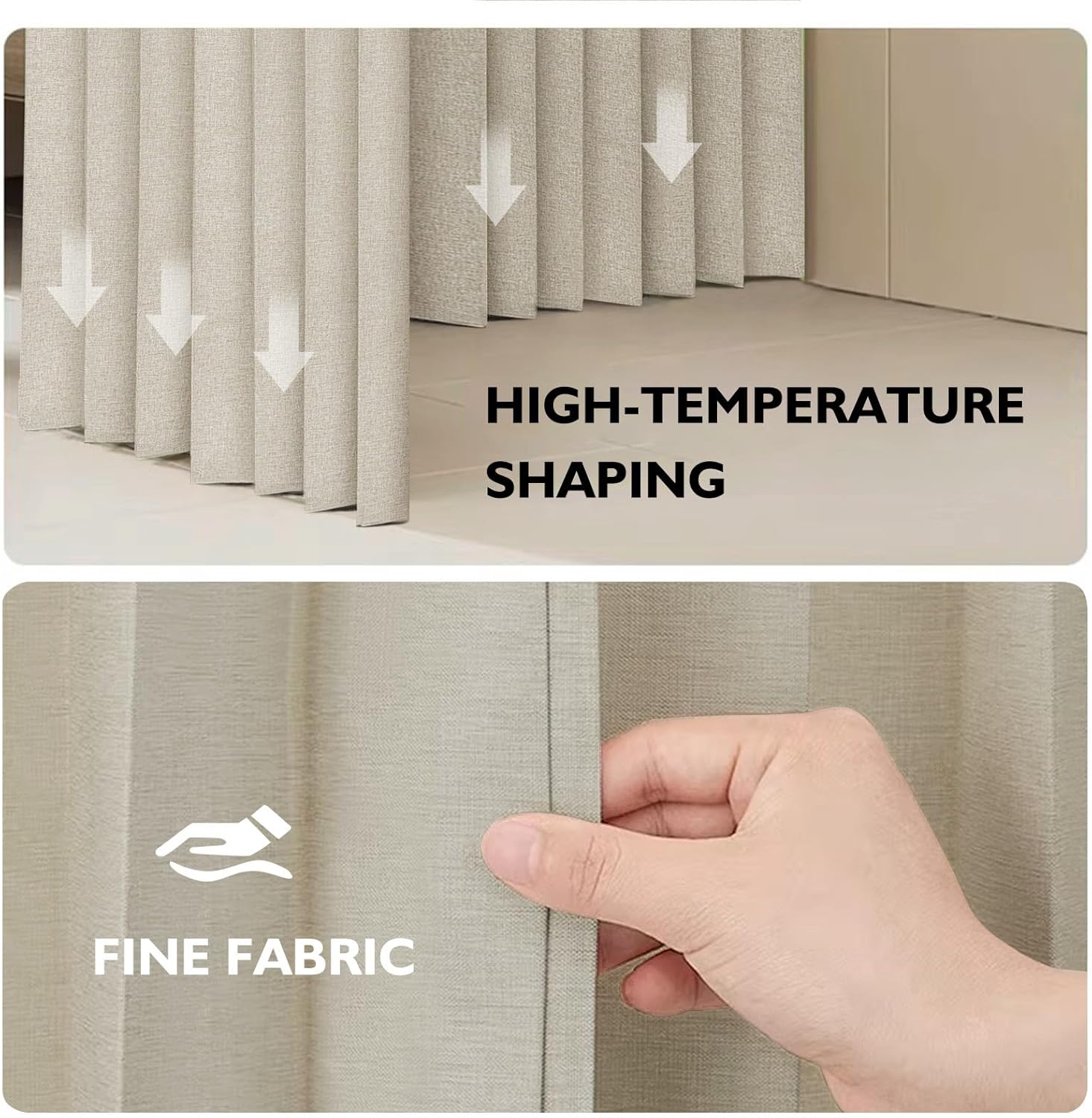 Jilron 100% Blackout Fabric Folding Door Curtain with Magnetic Closure - Accordion Style for Sliding Doors, Closets,Wardrobe and Temporary Door Solutions Doorway Curtains（W42 x L78, Beige 1 Panel）
