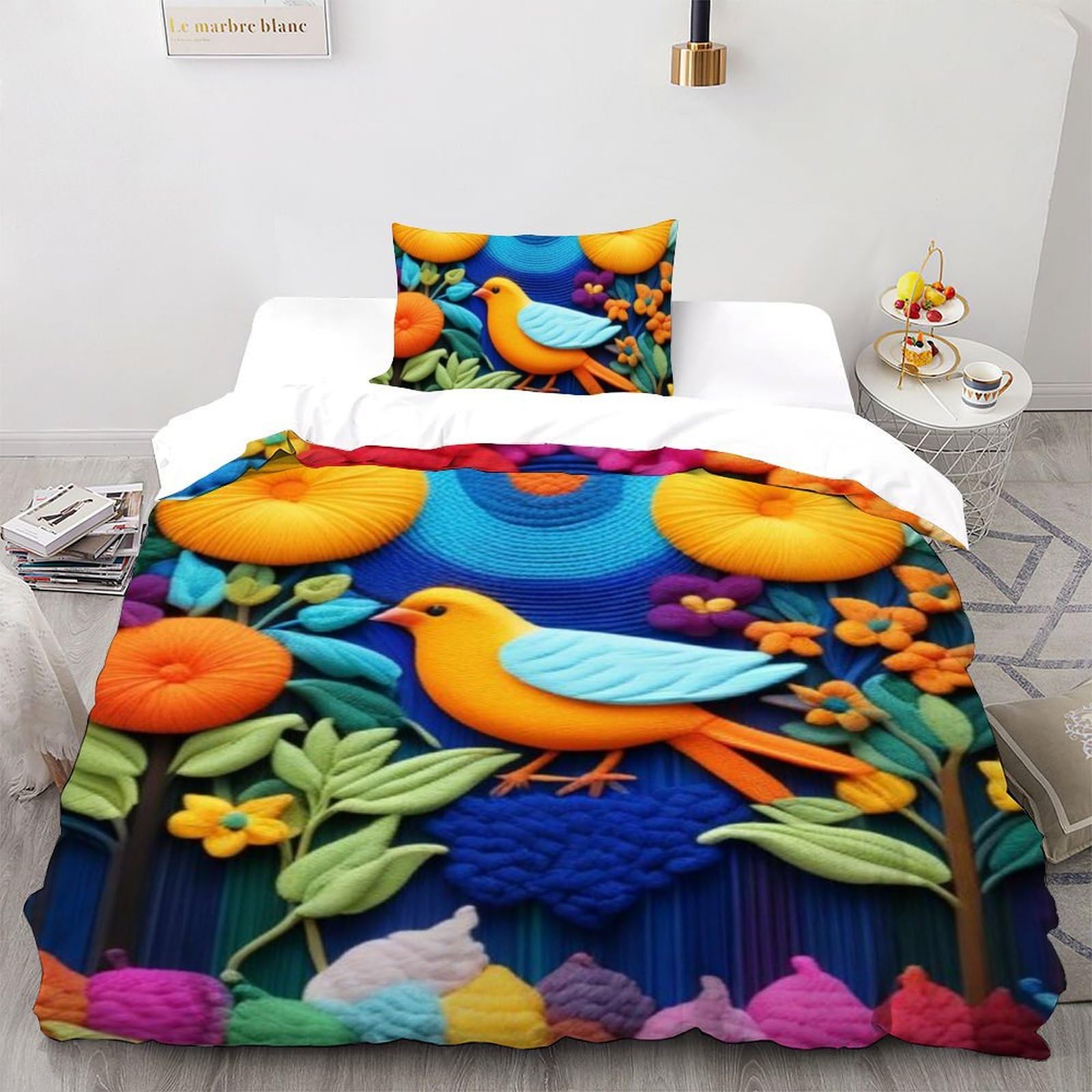 Housse de couette single oiseaux colorés pour créer une chambre d'enfant douce et ludique