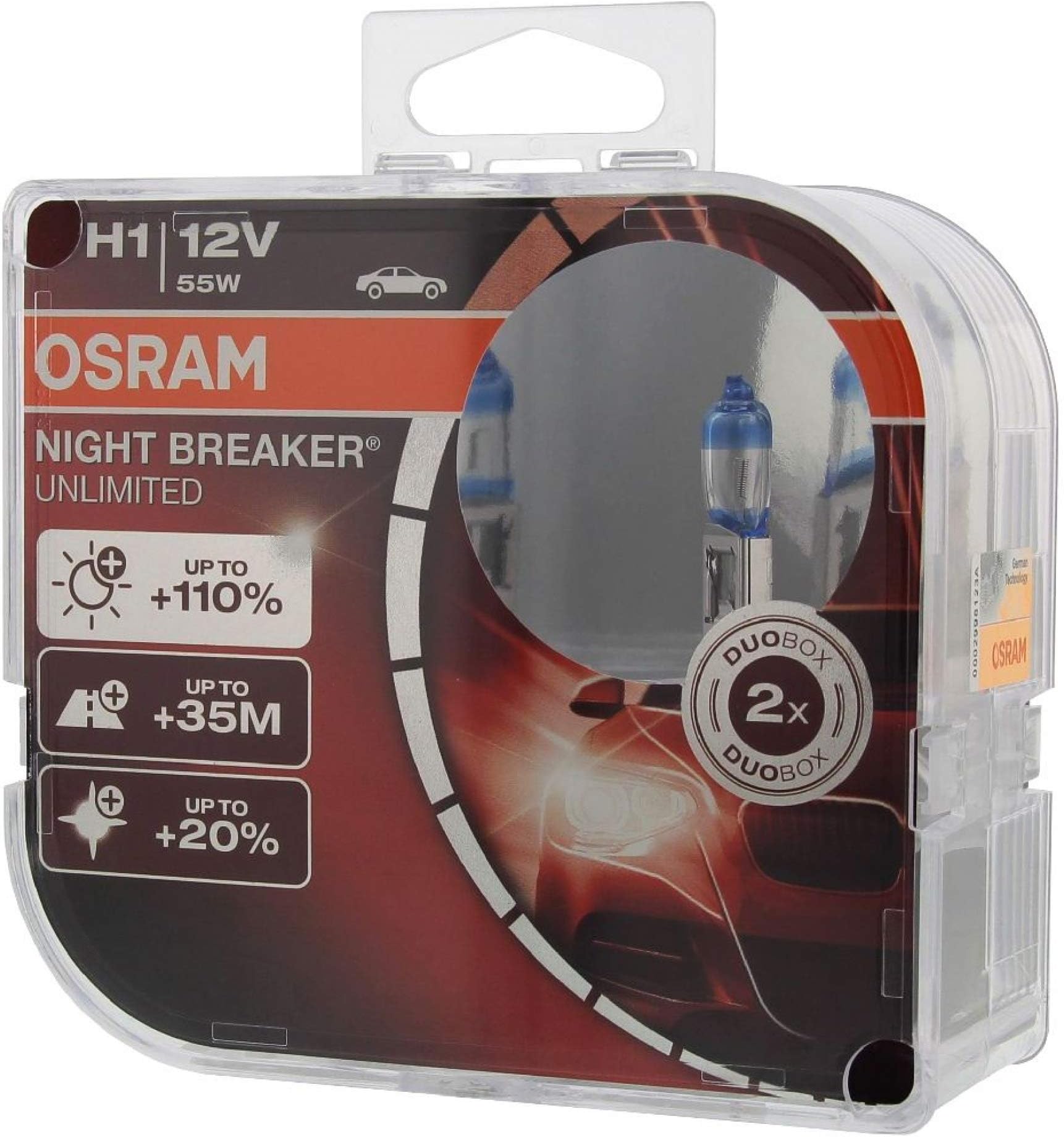 Osram H1 Night Breaker Unlimited Halogen Bulbs 55W (Pair)