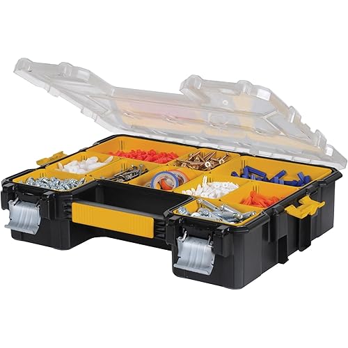 DEWALT Small Parts Organizer, Hardware Storage Box with Removable Dividers, 10-Compartment (DWST14825)