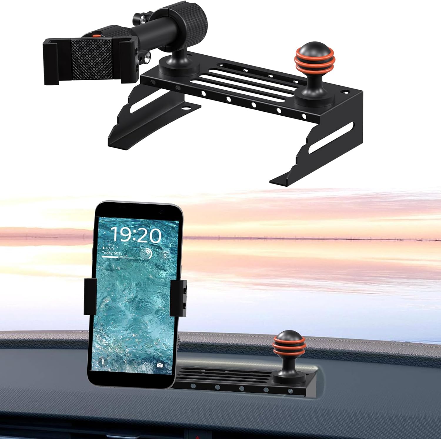 Dash Mounted Holder, Platform Phone Holder,for 2015-2020 Ford F150 & 2017-2022 F250/F350 Super Duty,F150 Dash Phone Mount,with 25mm Ball Head Adapter Multi-Device Mount