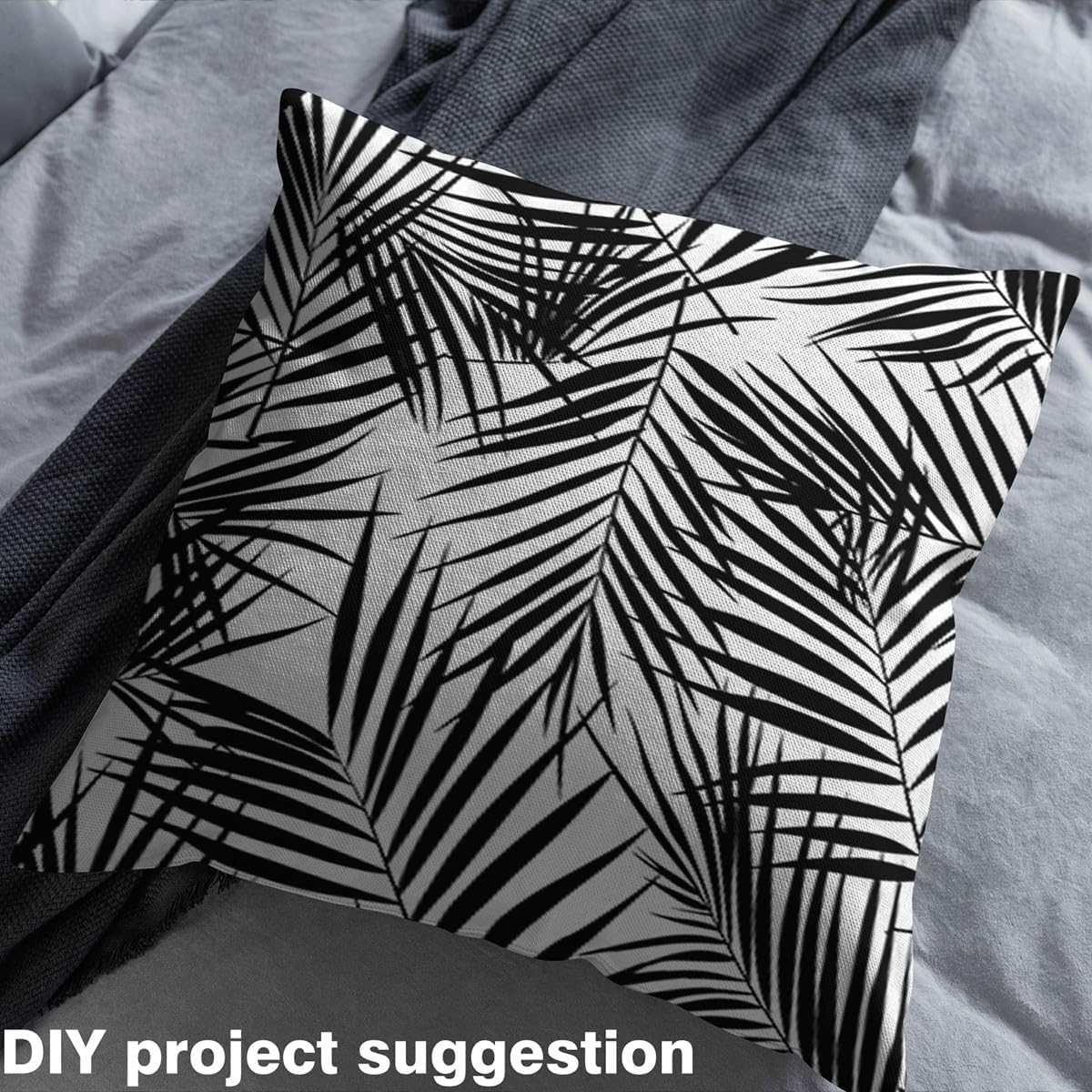 Tropical Leaves Upholstery Fabric for Chairs, Leaf Pattern Outdoor Fabric by The Yard,Botanical Leaf Branches Decorative Fabric for Upholstery and Home DIY Projects, 3 Yards,Black White