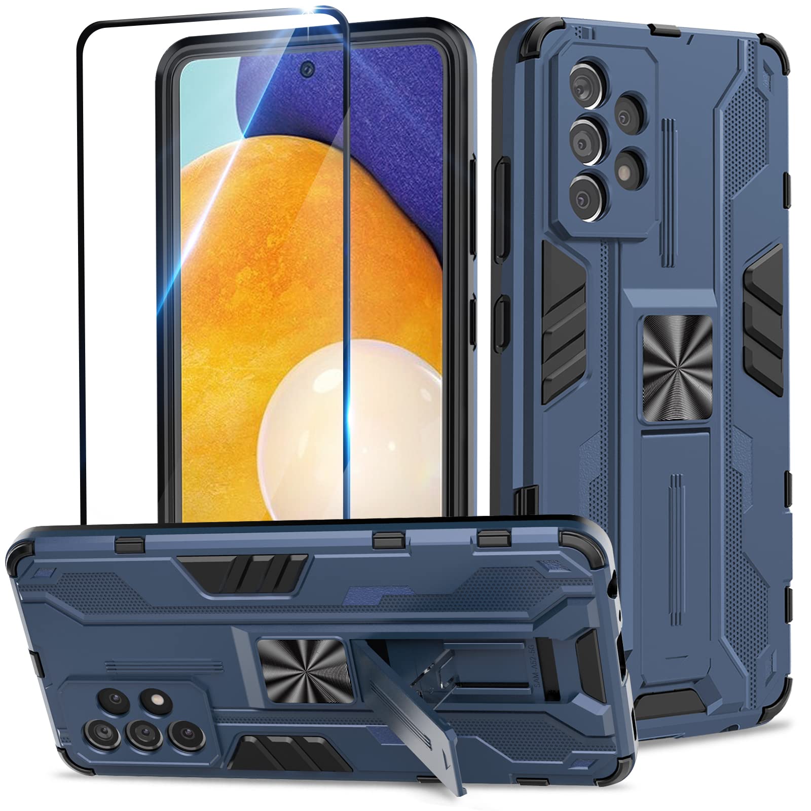 Funda para Samsung Galaxy A13 4G con Cristal Templado Protector Pantalla, Carcasa Antigolpes con Soporte anular metálico, Case Protectora de Grado Militar, Negro — view 154
