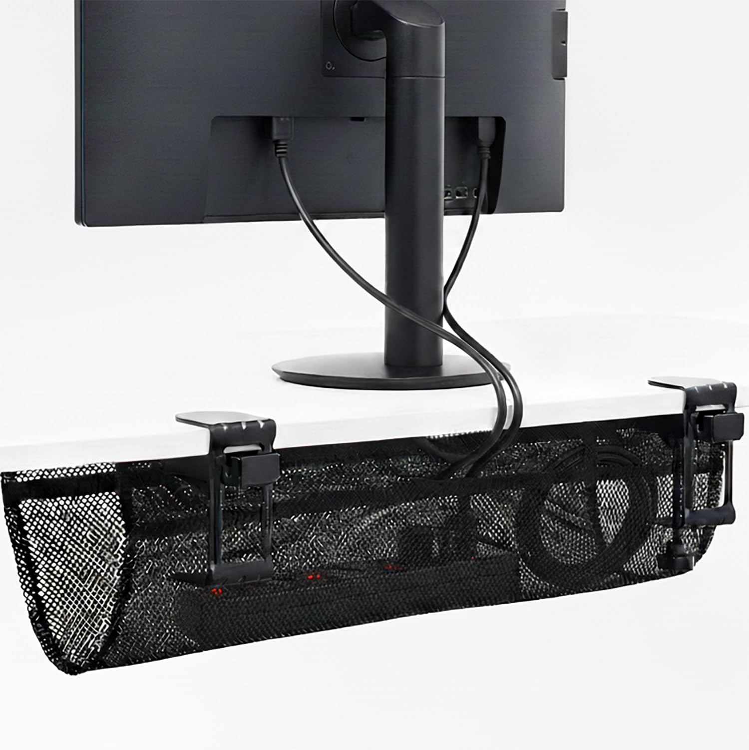 VIVO Black Clamp-on 24 in Mesh Net Cable Management Holder, DESK-AC24MH