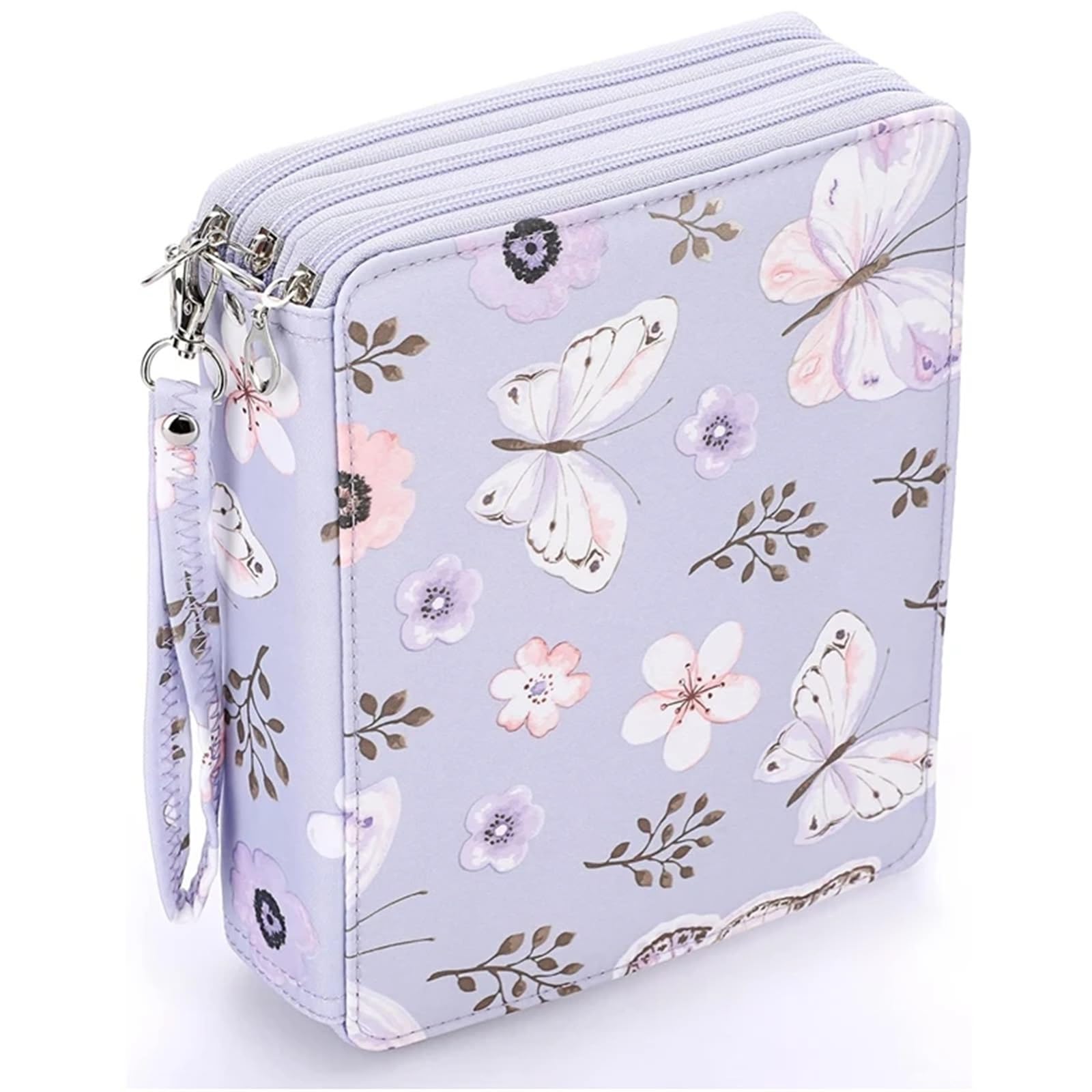 FedermäPpchen Buntstiftetui - Bleistifthalter mit 120 Fächern, Bleistift-Organizer mit großer Kapazität und Trageschlaufe, praktische Buntstiftbox(Purple)