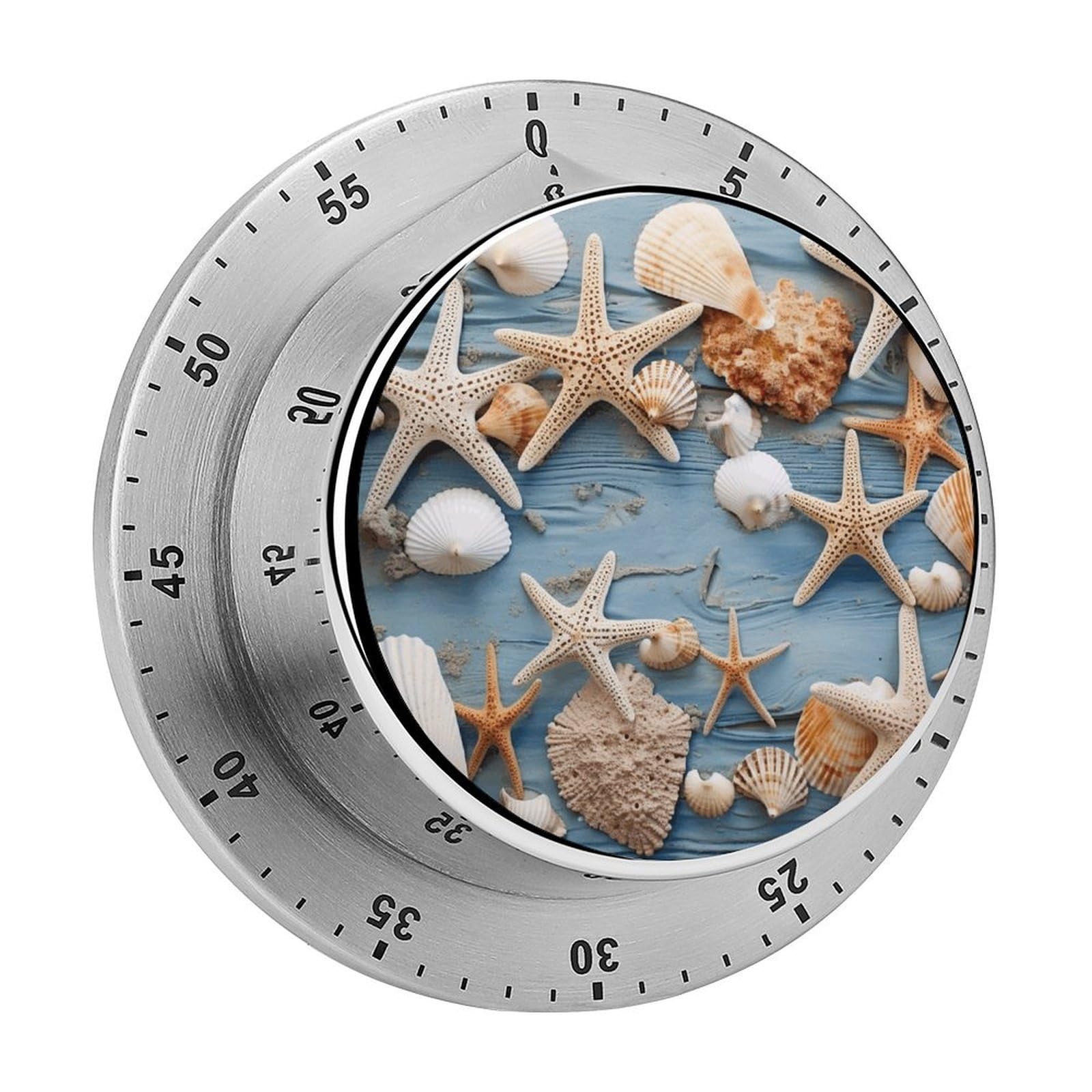 Adfgyerh Style Shell Starfish Pattern Timer For Cooking, Kitchen Timer Magnetic No Batteries Required, Mechanical Timer With Loud Alarm, For Fitness Baking Exercise Oven
