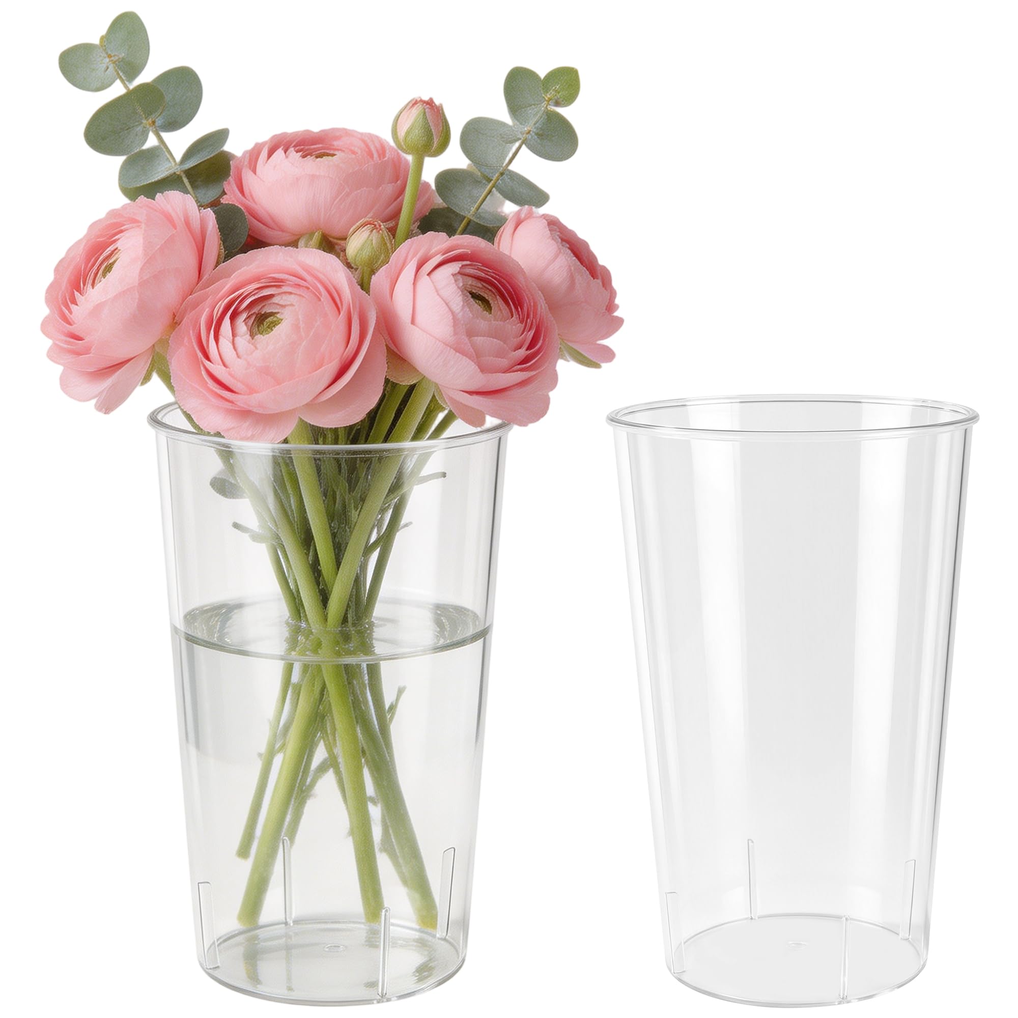 Vase cylindrique transparent en acrylique 16x24cm lot de 2 pour fleurs