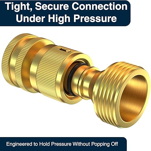 Miniatura 8 de Juego de manguera de jardín de latón de conexión rápida, conectores de manguera de latón macizo de 34 pulgadas con arandelas de goma a prueba de