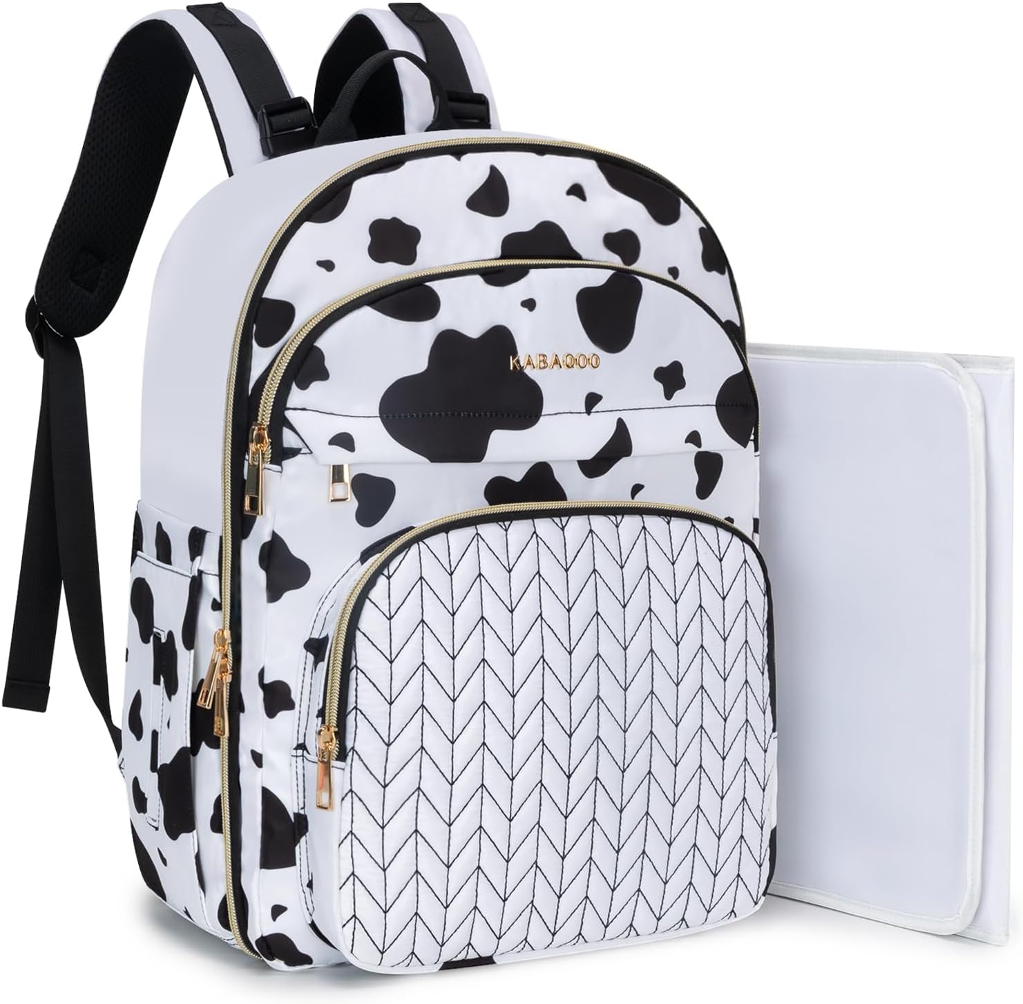 KABAQOO Baby Diaper Bag Backpack, Waterproof Diaper Backpack for Mom & Dad with Changing Pad, Insulated Pockets and Stroller Straps, Baby Shower Gifts for Girls & Boys, Pink