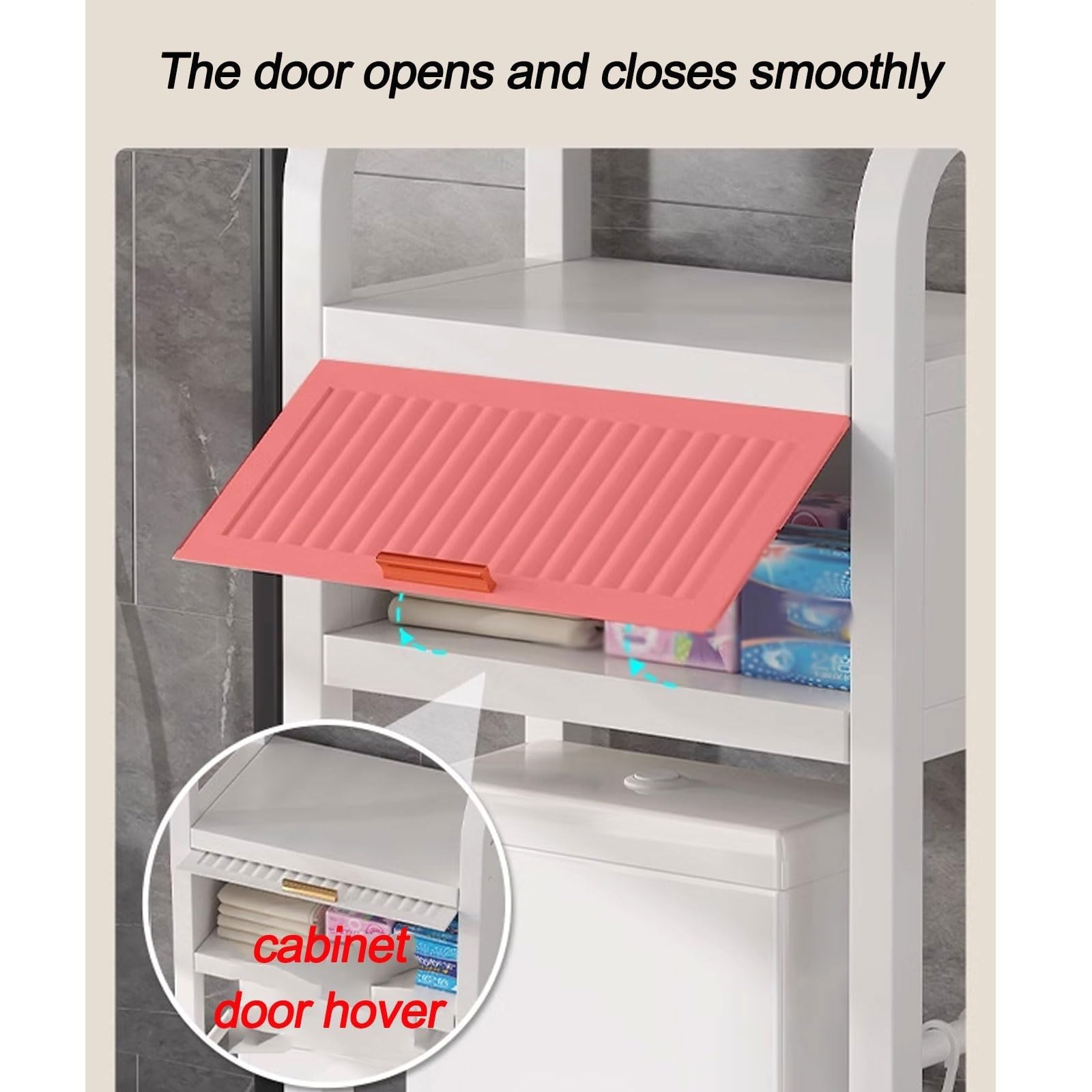 WC Organizer Rek, met Kastdeur en Verstelbare Antislipvoetjes, Hoge Capaciteit, Sterk Draagvermogen, Eenvoudig te Installeren (Color : Black, Size : 1 layer