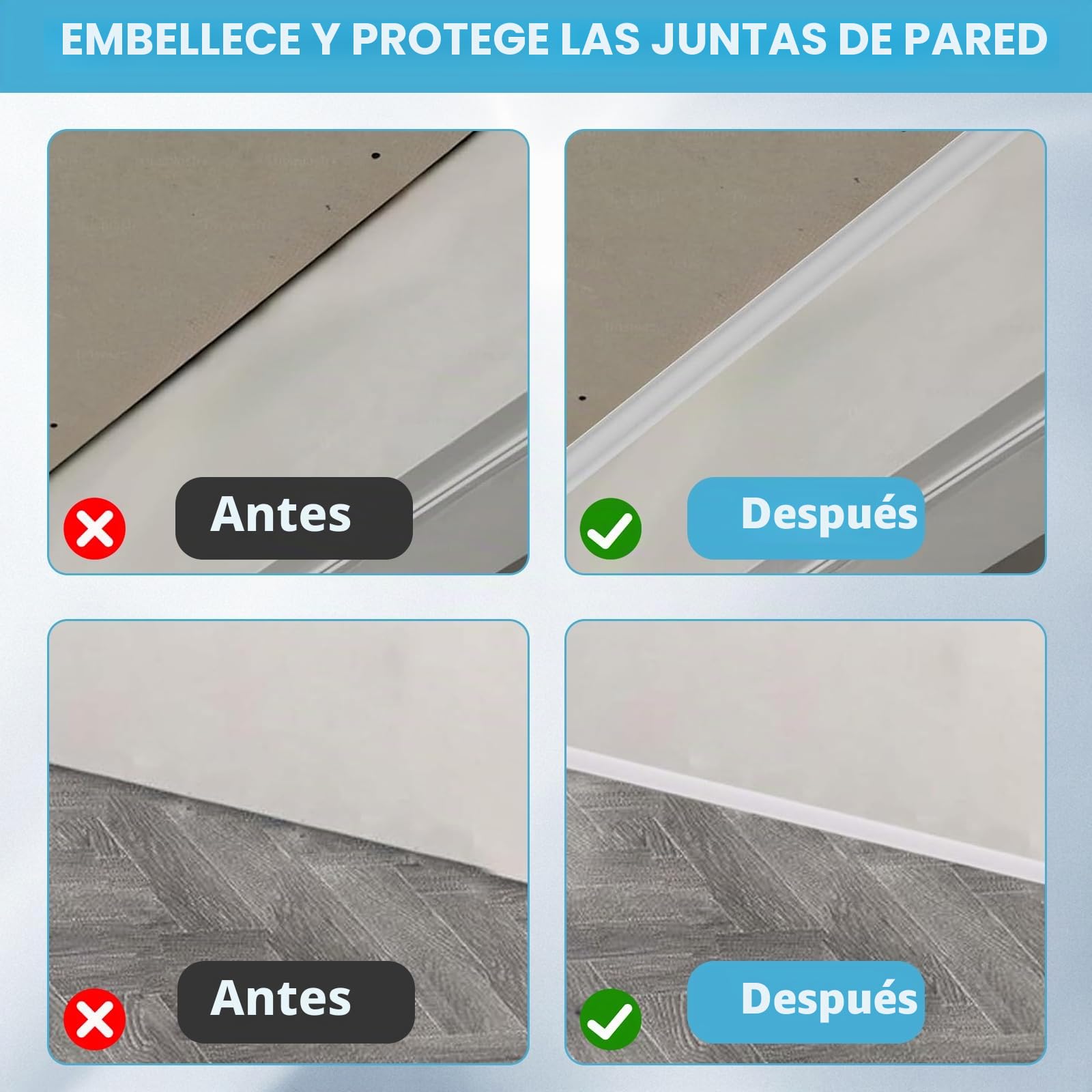Molduras decorativas flexibles autoadhesivas para techo, 27 mm x 20 mm, de TPE, autoadhesivas, para bordes de pared, azulejos