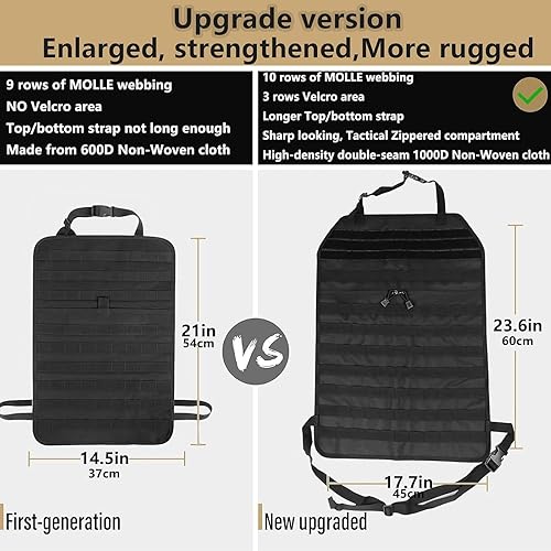 Miniatura 5 de Organizador táctico universal para respaldo de asiento de automóvil, organizador táctico Molle para vehículos, panel protector de vehículos con 5
