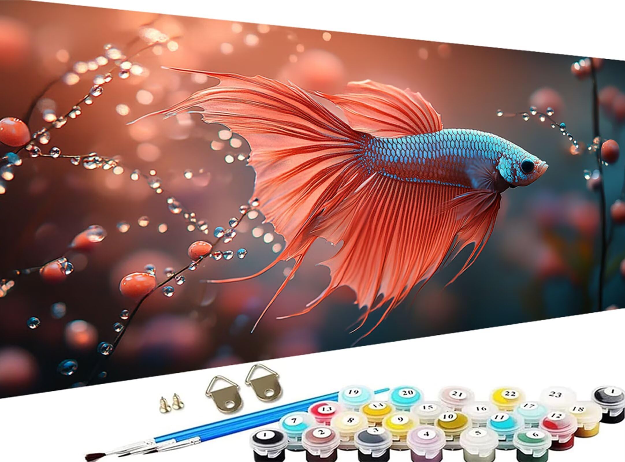 Paint by Numbers for Adults, Animal Paint by Numbers for Adults, DIY Fish Oil Painting Arts and Crafts Kits on Canvas for Women's Hobbies, Gifts, Halloween Decorations House Decor, 24 x 48Inch Z-748