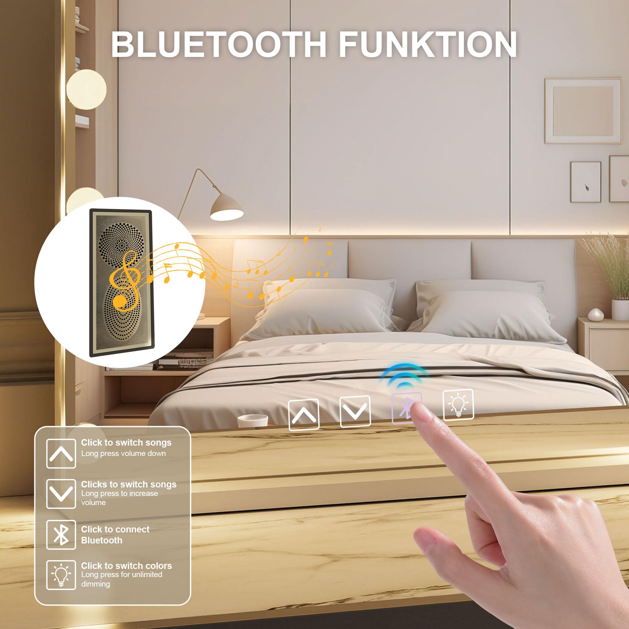 Hollywood Espejo con Bluetooth con 15 lámparas LED, Espejo de Maquillaje de 58 x 46 cm con Salida USB y Espejo de Aumento Bluetooth con 10 Aumentos, luz de Temperatura de 3 Colores