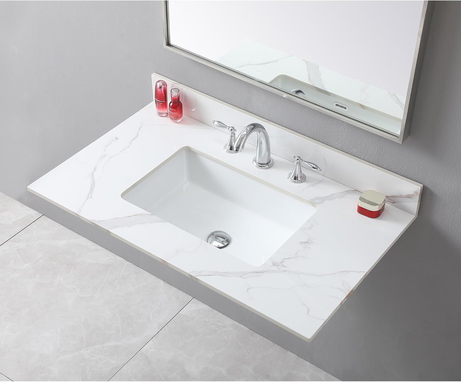 37 Inch Bathroom Vanity Top with Undermounted Large Ceramic Sink
