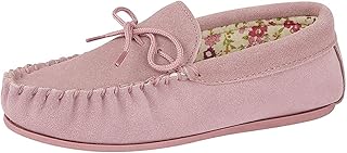 Mokkers Mocasín de piel de ante real para mujer con suela resistente, color Rosa, talla 37 EU