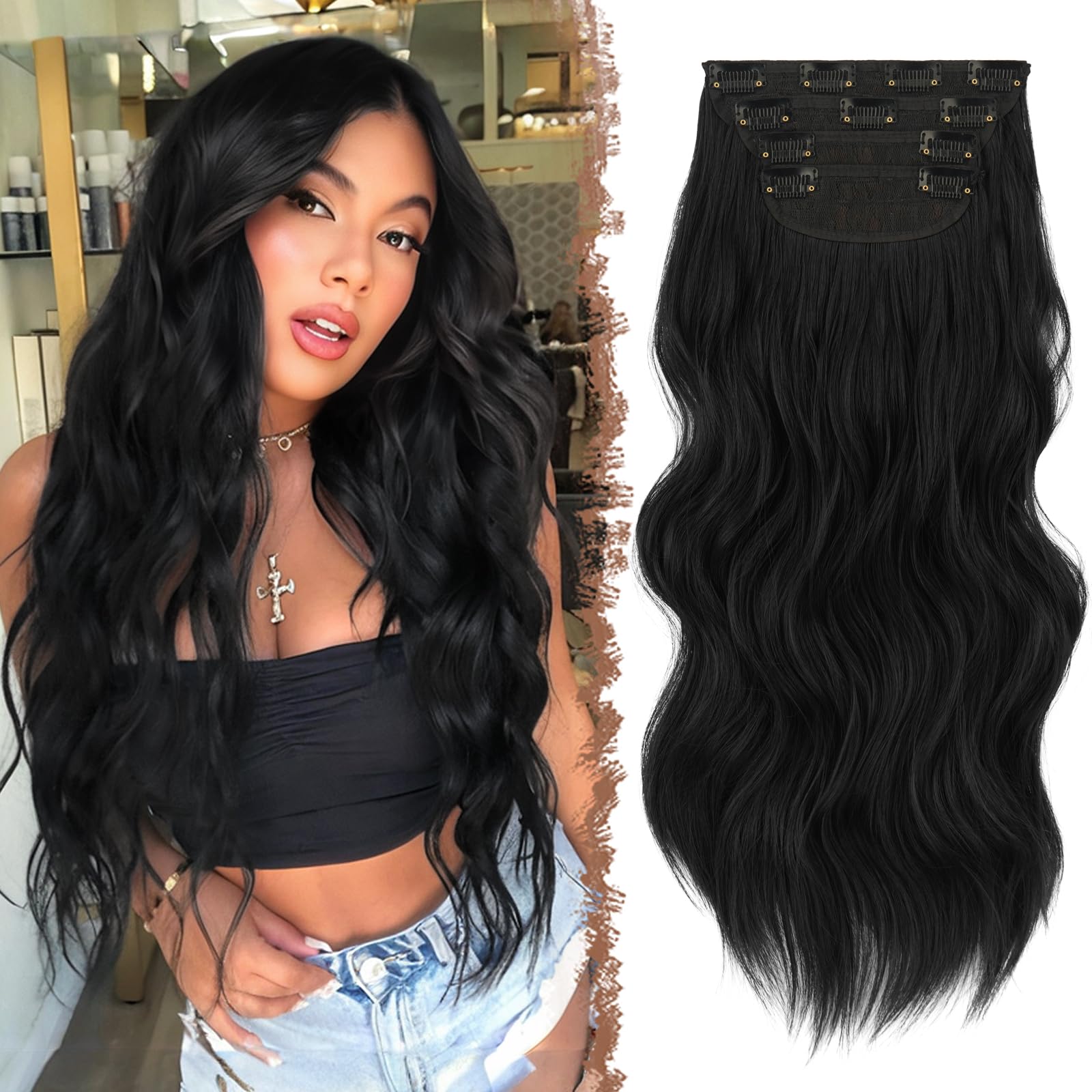 FESHFEN Clip in Hair Extensions