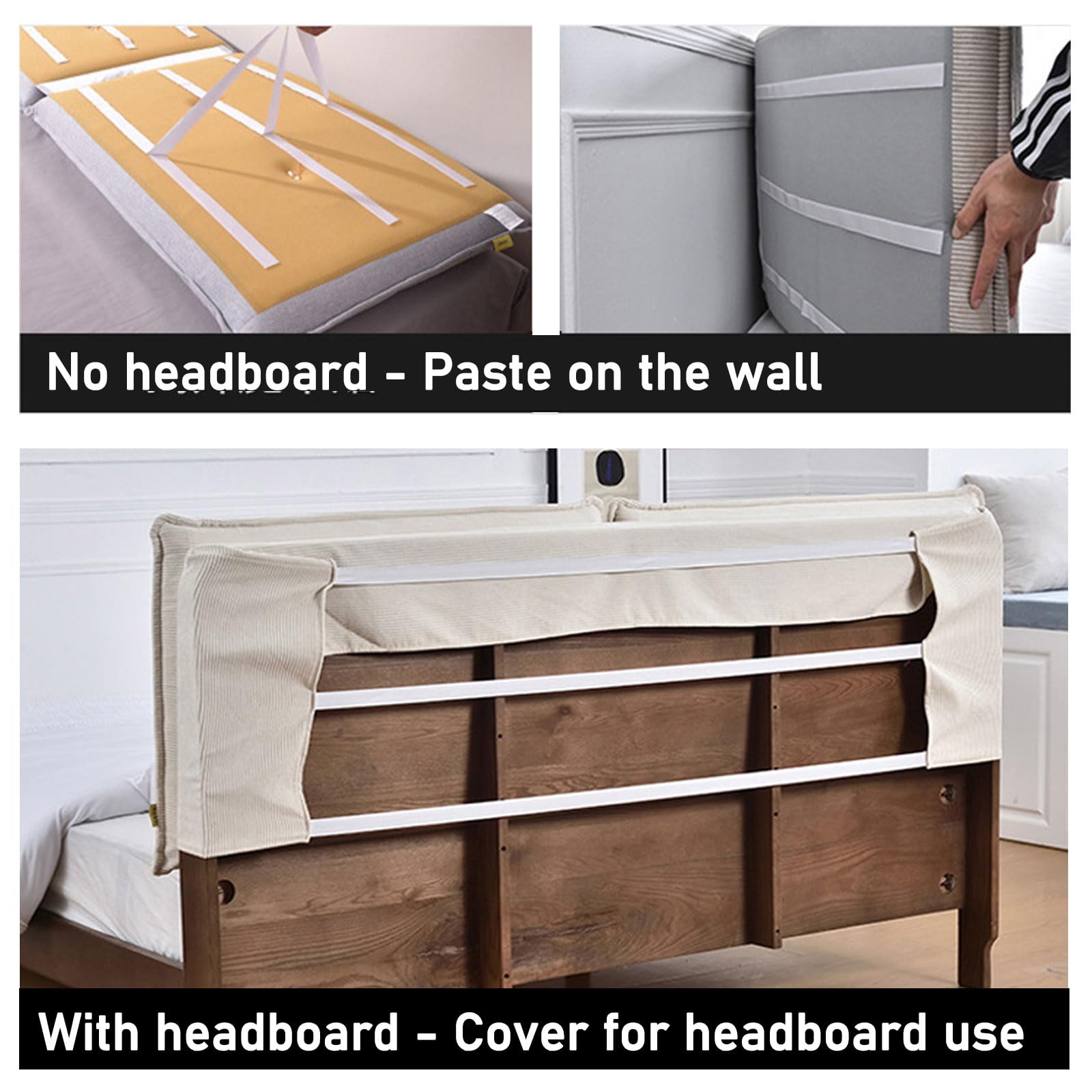 Copritestiera del letto Cuscino da lettura In Velluto A Coste, Matrimoniale Singolo Supporto Per Schiena Del Letto, Testiera A Parete Imbottito Copertura Testata(With headboard - 160x60x10cm,Beige)