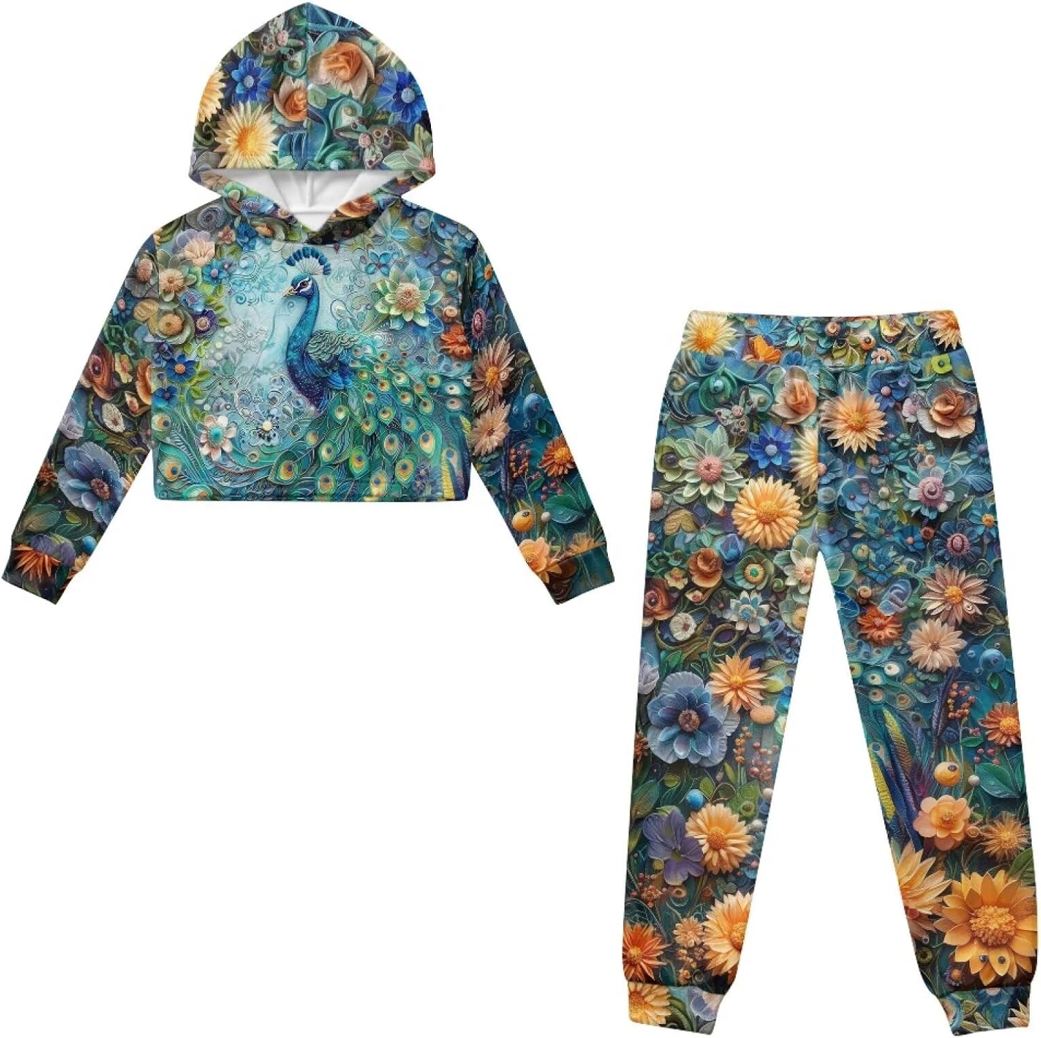 Girls Fall Winter Outfits 2 Piece Tracksuit Hoodies and Pant Sets