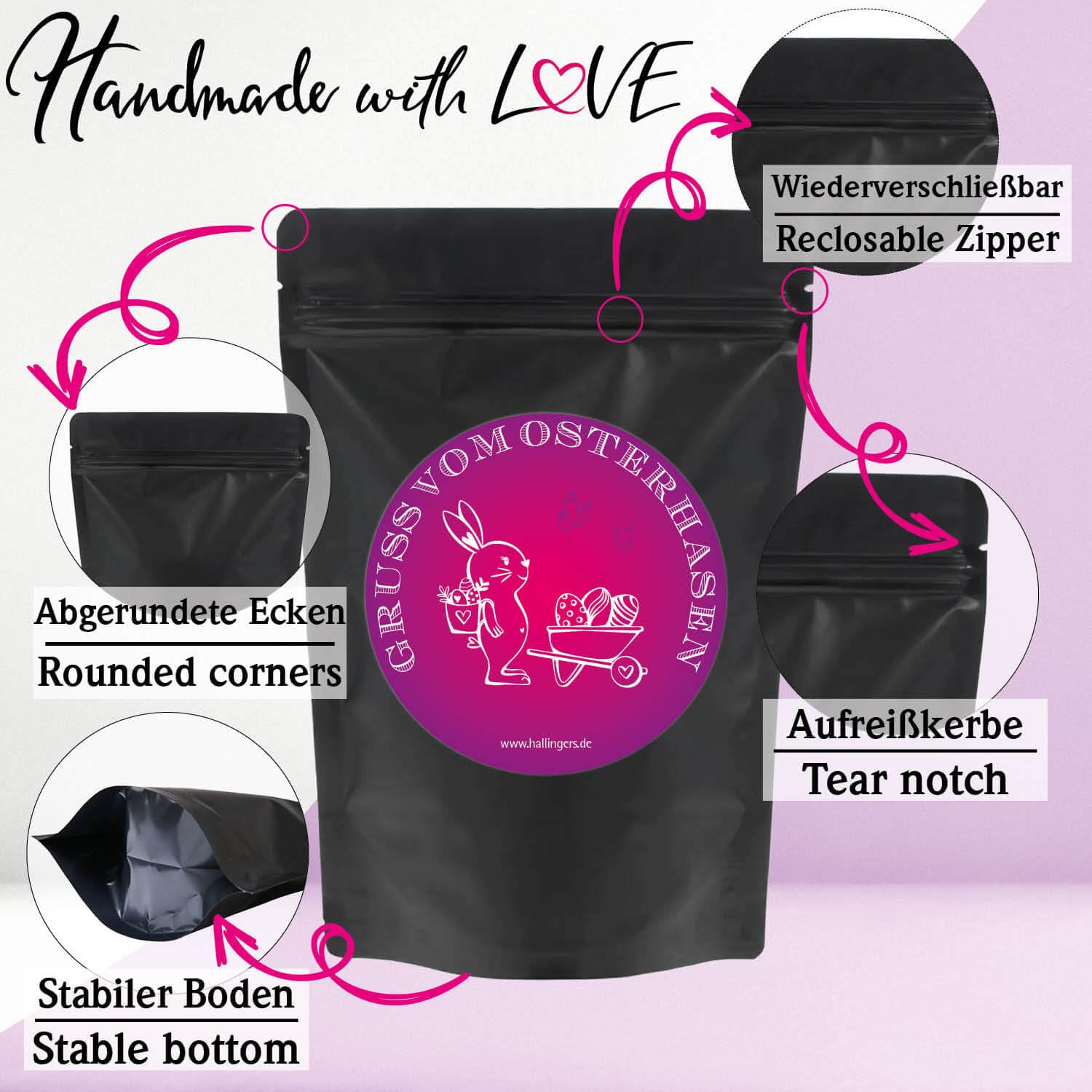 Hallingers Genuss Manufaktur Feinkost Oster-Geschenk-Set - XXL-Wundertüte "Gruß vom Osterh..." großes Osternest Oster-Schokolade, Eierlikör, Früchtetee & Salz, Ostern Körbchen für Frauen Mädchen