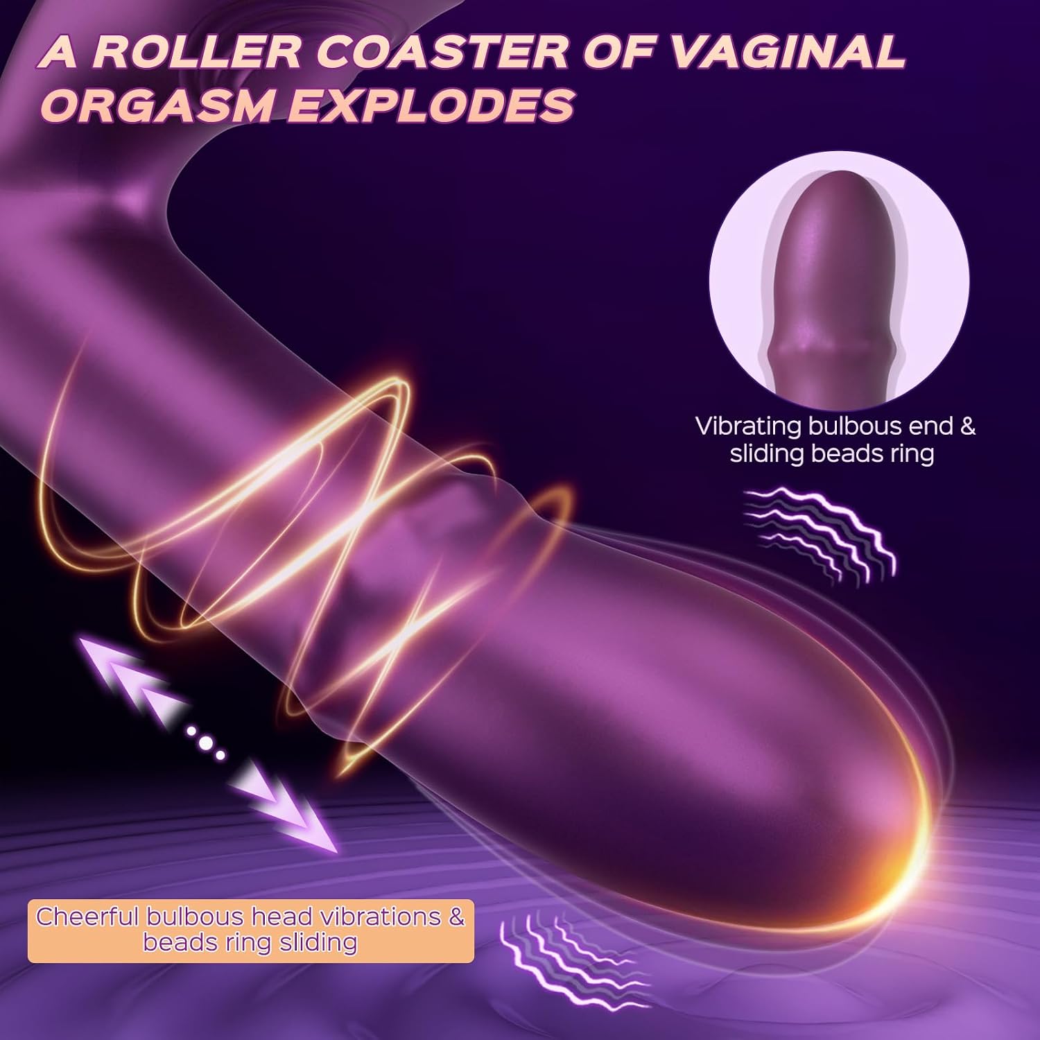 Vibrator Adult Sex Toys for Women - 3 in 1 G Spot Vibrator Clitoral Stimulator with 7 Vibration & Tapping & Thrusting Modes Rabbit Vibrators Dildo for Women Couples Pleasure Adult Toys(Purple)