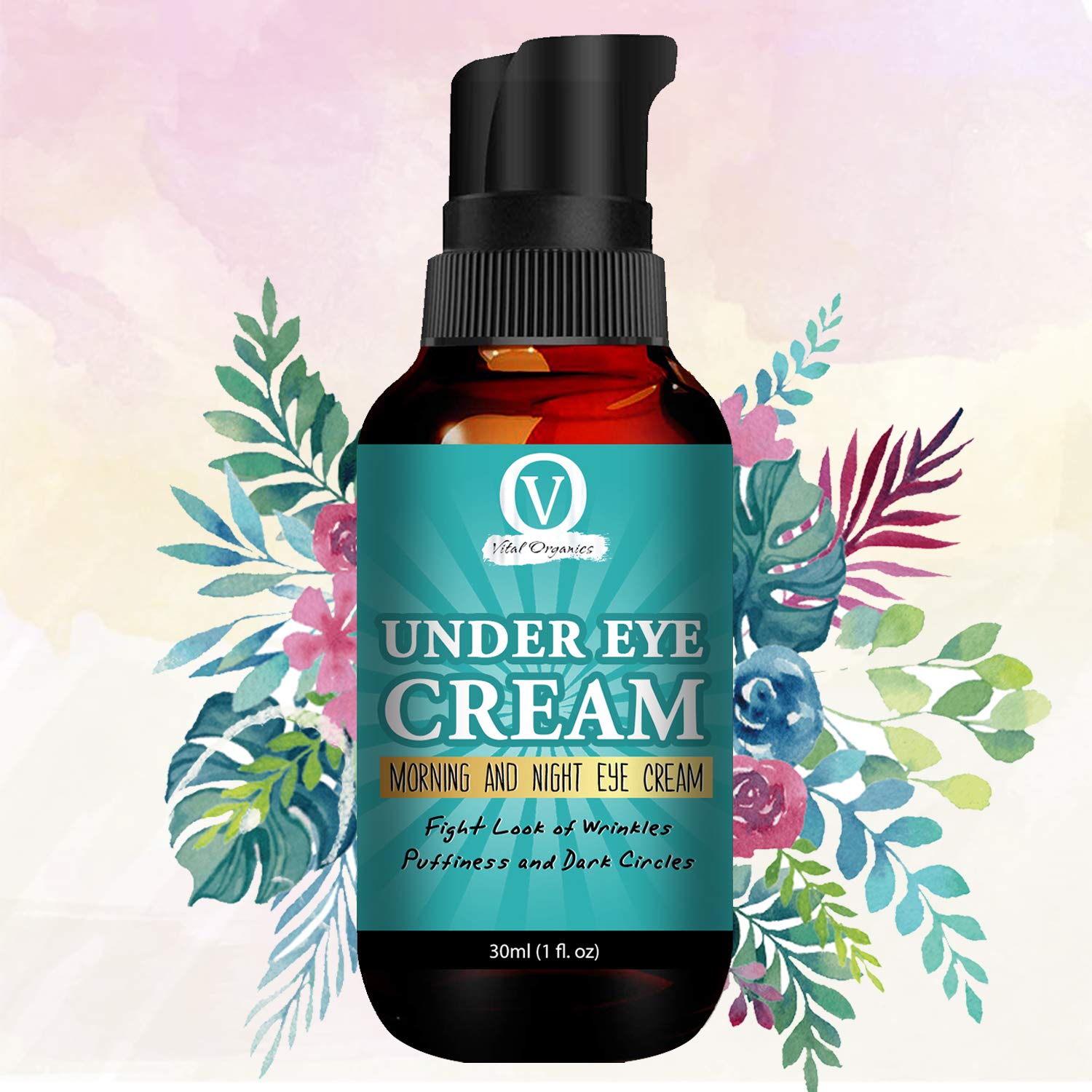 Vital Organics Under Eye Cream for Dark Circles, Wrinkles & Puffy Eyes Made With Natural Coffee