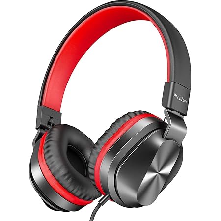PeohZarr On-Ear Headphones with Microphone, Lightweight Folding Stereo Bass Headphones with 1.5M Tangle Free Cord, Portable Wired Headphones for Smartphone Tablet Laptop Computer MP3/4