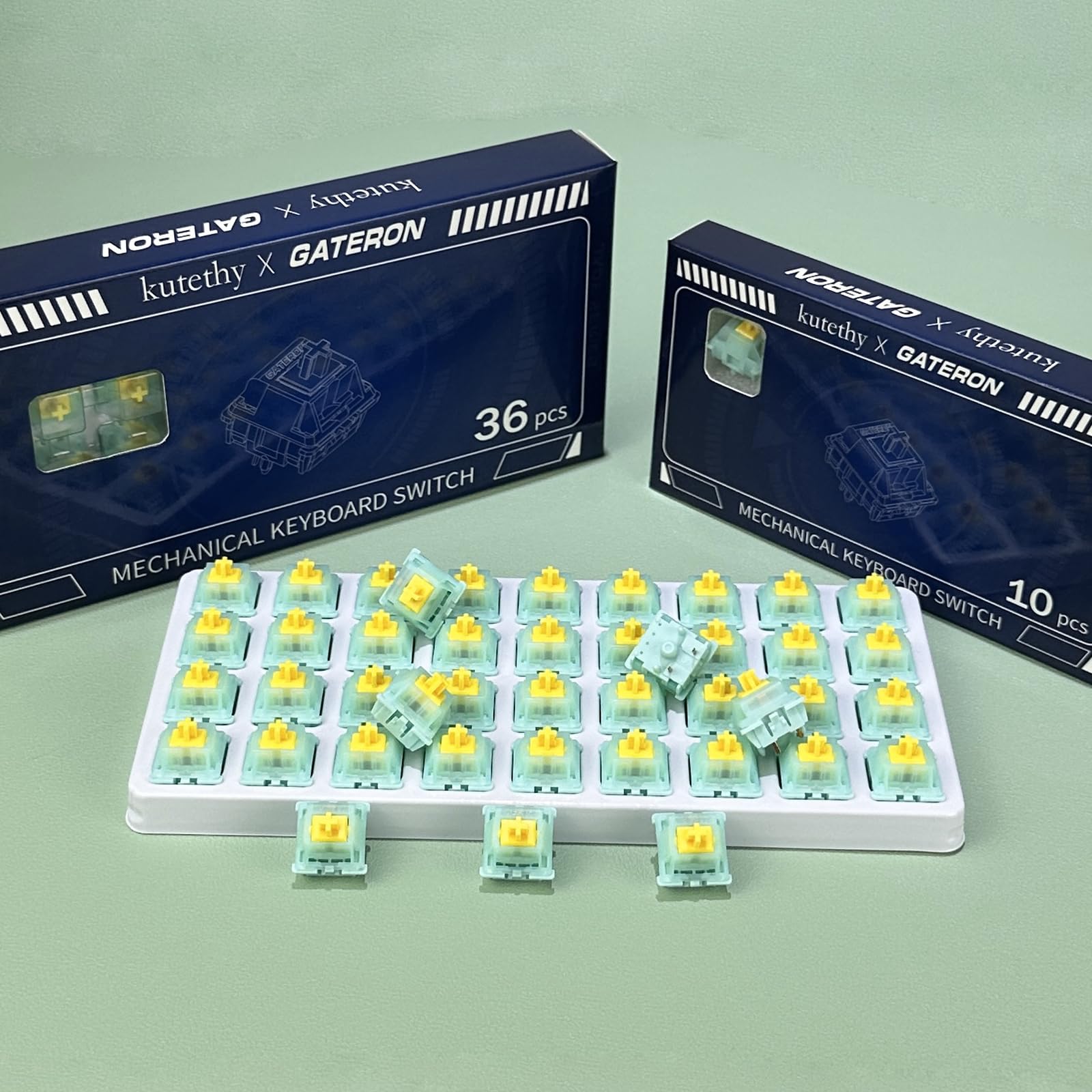Gateron Jade Series Open Mint Switches – 36 Stück, Lineare 55g, 5-Pin, Für Mechanische MX-Tastaturen