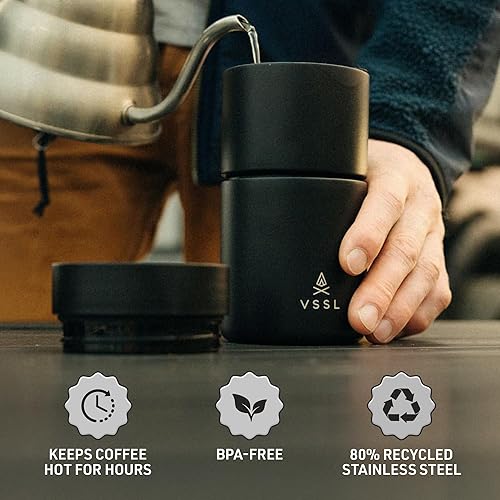 Miniatura 5 de VSSL - Juego de café Nest Pour Over Cafetera para acampar Viaje todo en uno para verter Gotero transportable, taza de viaje de acero inoxidable
