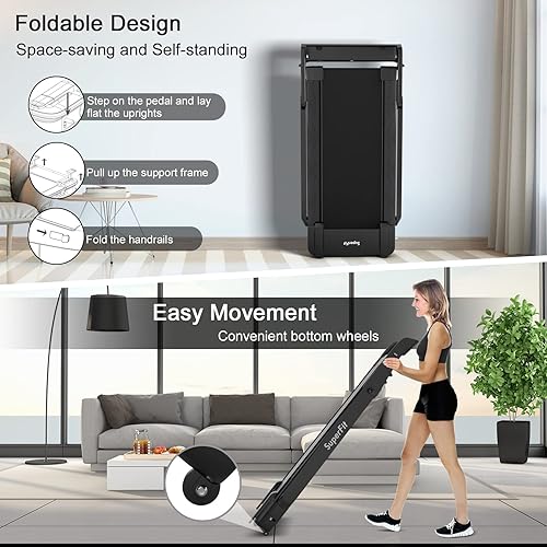 Miniatura 3 de Goplus Caminadora plegable de alta resistencia 4.0HP, caminadora eléctrica plegable Superfit con pantalla táctil LED, cinturón de frecuencia