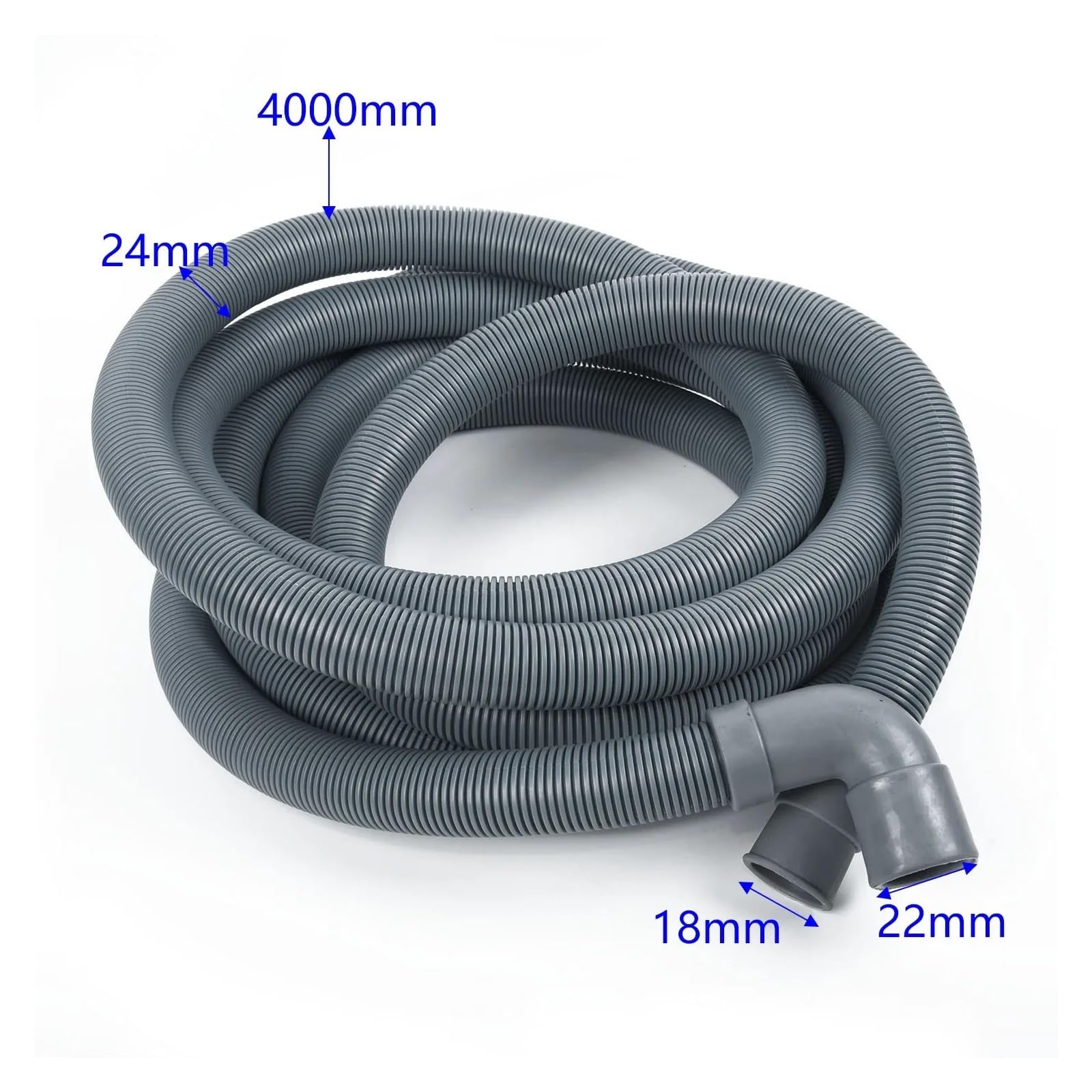 4 Meter Ablaufschlauch, Abflussrohr for Waschmaschine, Spülmaschine, Verlängerung 22–23 mm, 20–21