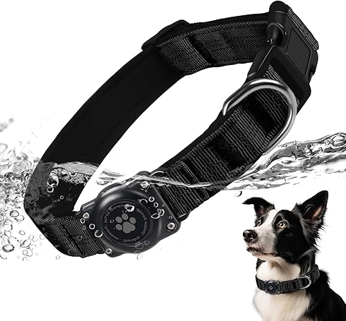 AirTag - Collar de perro, resistente al agua IP68, soporte para collar de perro, reflectante, ultra duradero, cómodo acolchado, collares de perro