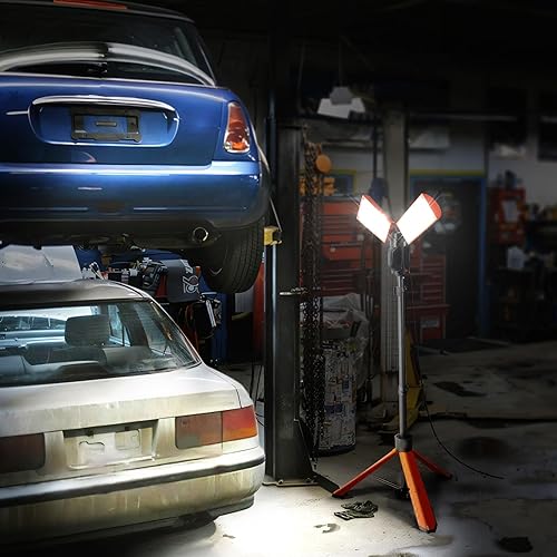 Miniatura 8 de VEVOR Luz de trabajo LED de 10000 lm, luces de trabajo con soporte de doble cabeza 100 W, altura ajustable de 27.6 a 70 pulgadas, con trípode