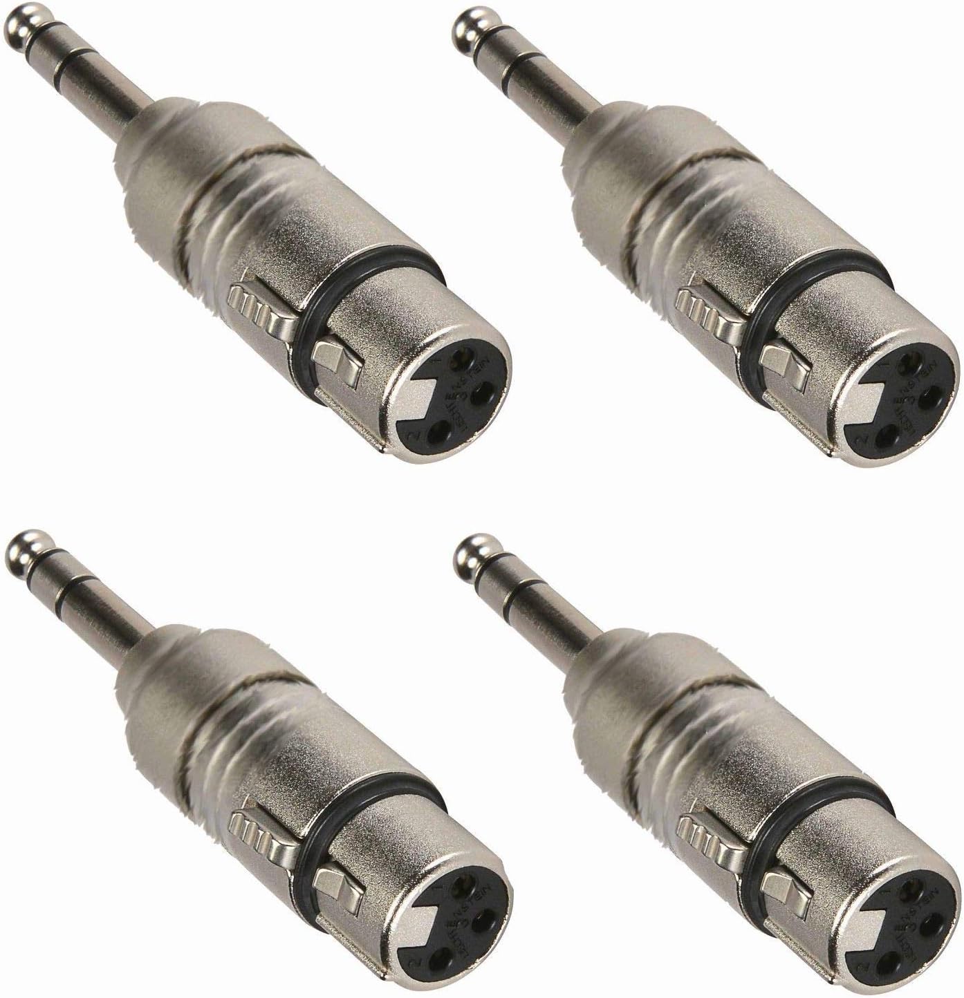 (4 PC-TE006 1/4" Stereo TRS Tip Ring Sleeve Plug to XLR Female 3 Pin
