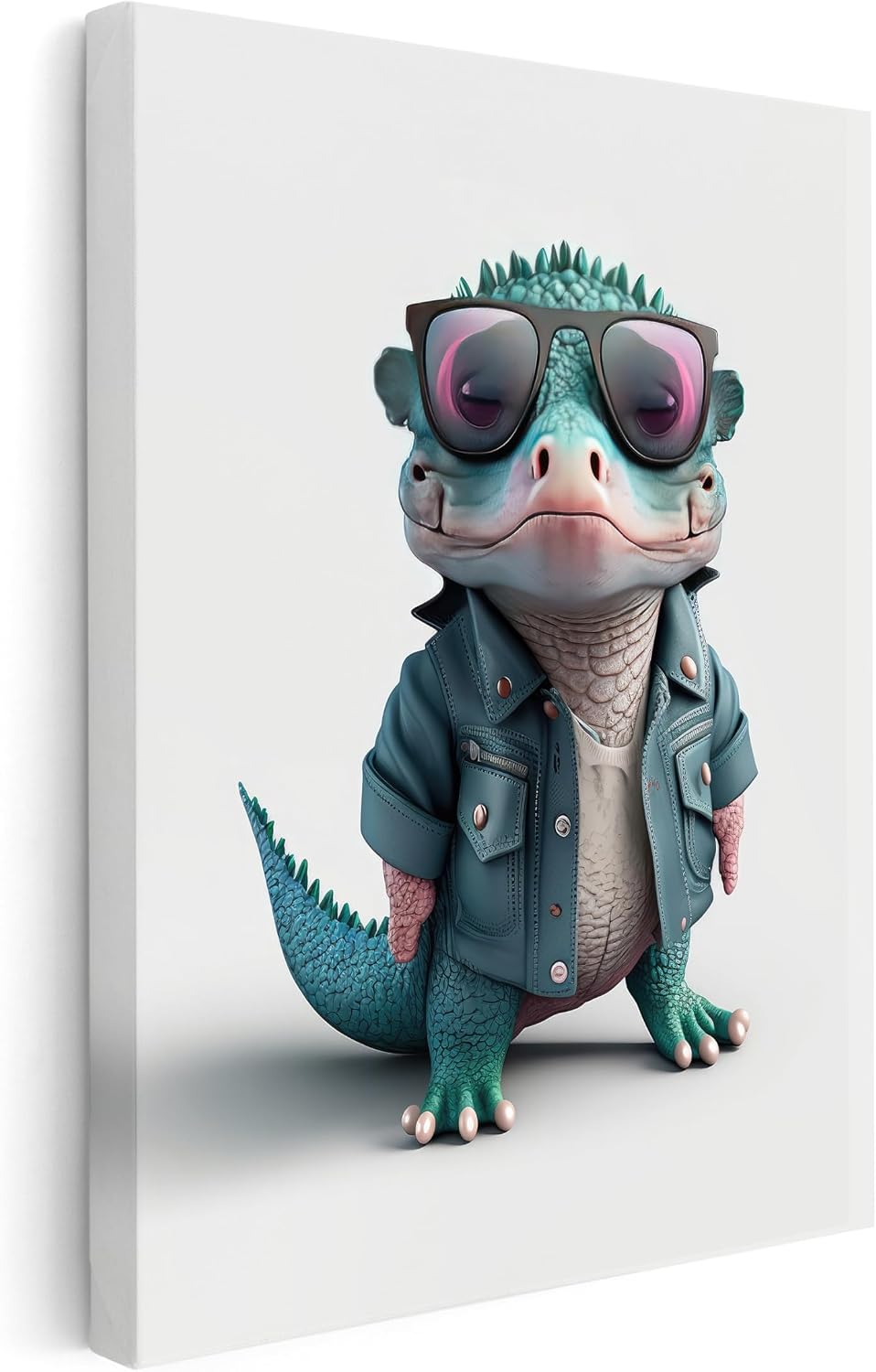 Poster Master Baby Alligator Canvas - Baby Alligator in Glasses Print - Minimal Art - Gift for Kids & Parents - Funny Decor for Nursery, Kid's Room or Bedroom - 8x10 STRETCHED Canvas