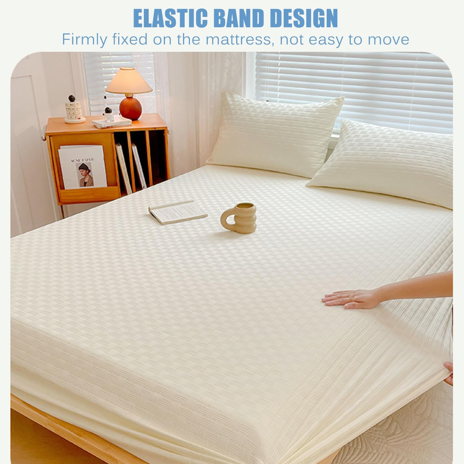 Blue,90 * 200cm(Twin),LDLCYCN Mattress Protector Queen/King Size Dustproof Mattress Cover Comfortable Soft Bed Cover Deep Pocket Fitted Sheet with Elastic Band 360° Fully Wrap Machine Washable