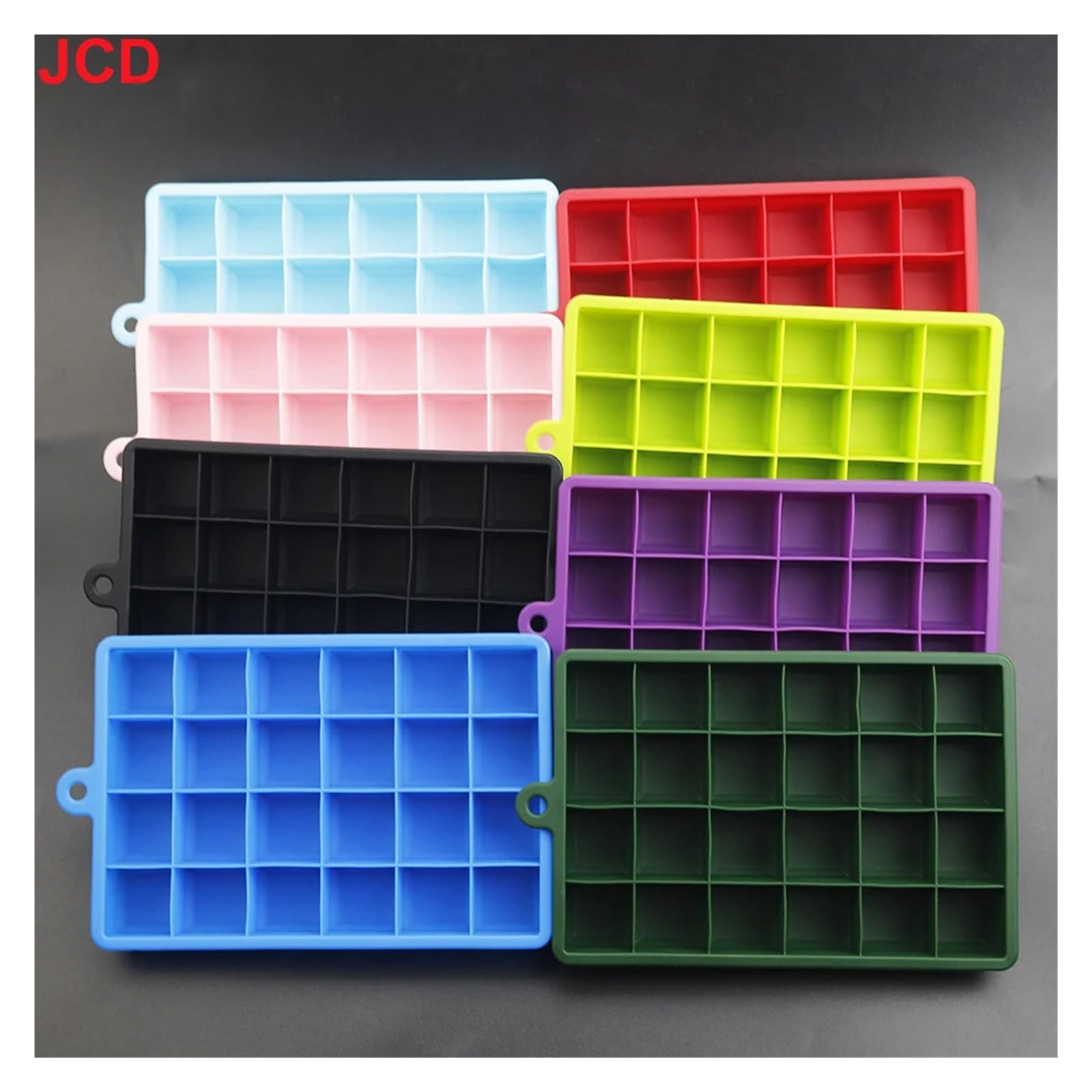 1 stücke Mit Deckel/Keine 24-loch Silikon Eis Tablett Quadratische Box Hilfs Püree Käse Gelee Form Bar küche Werkzeug Cocktail Cube(Red with cover)